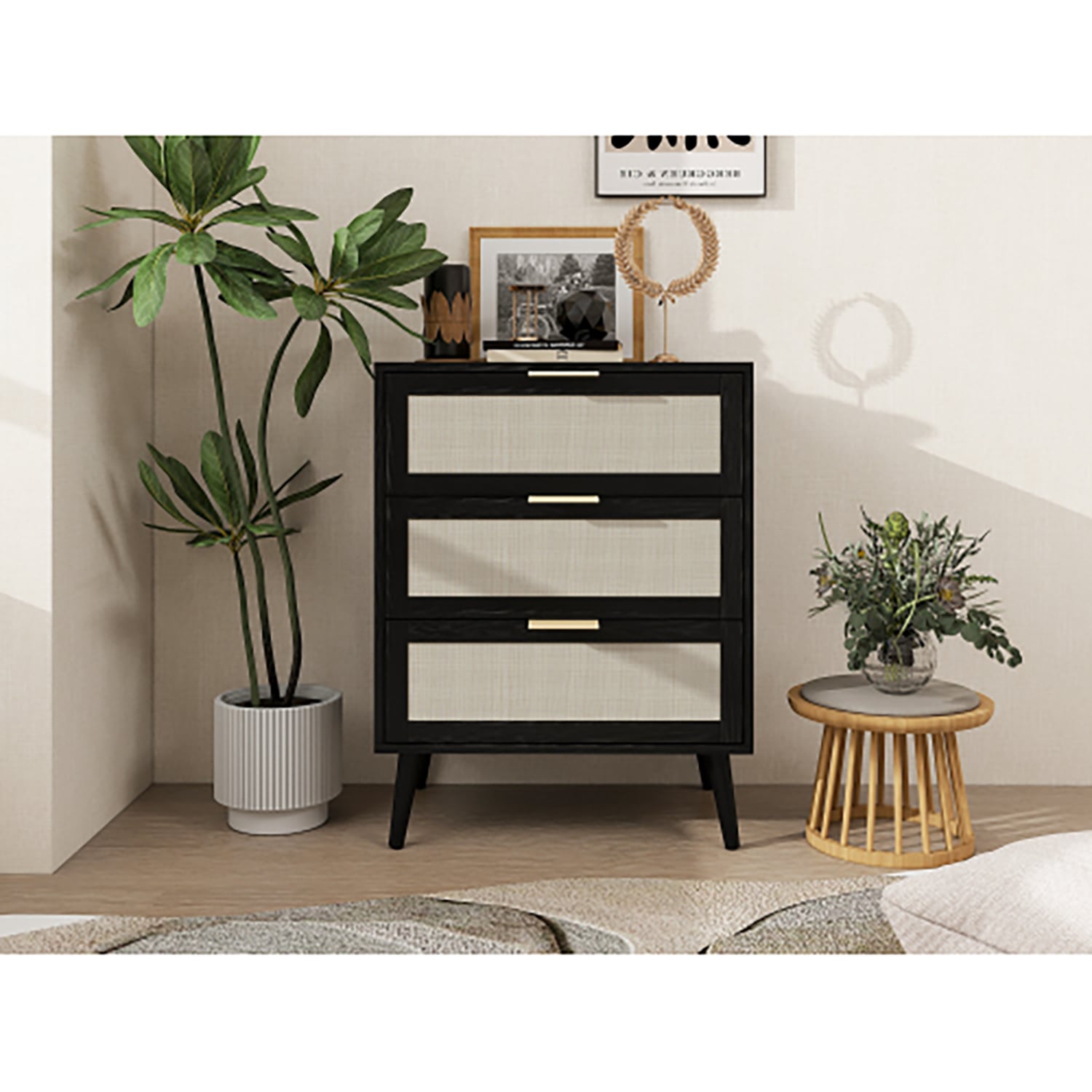 GZMR GZ-MH821312 Black Nightstand