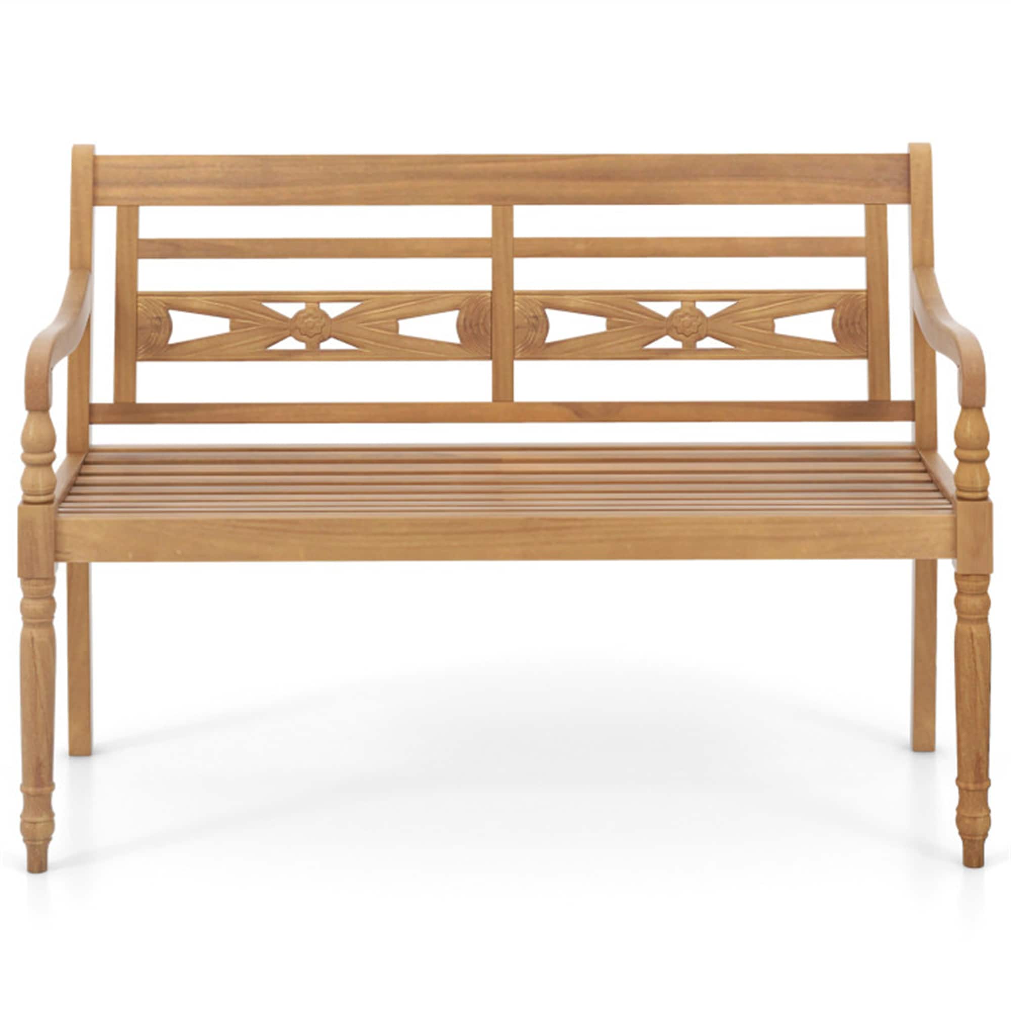 BABOOM BOM-JV11904-CO Wood Patio Bench 47-in W x 32.5-in H Natural Teak Love seat Bench