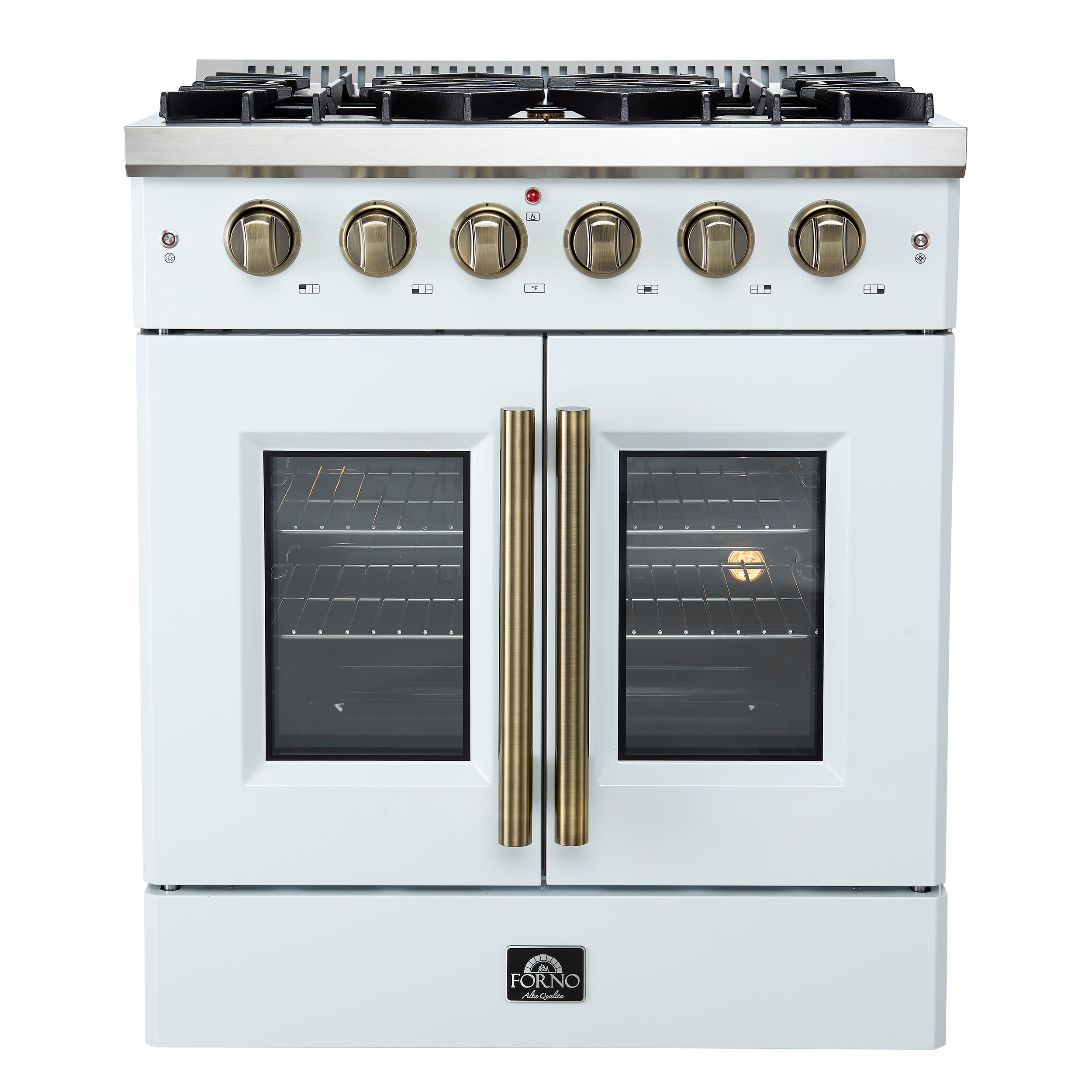 FORNO Galiano 30-in 5 burners 4.32-cu ft Convection Oven Freestanding Natural Gas Range ( White ) #FFSGS6444-30WHT
