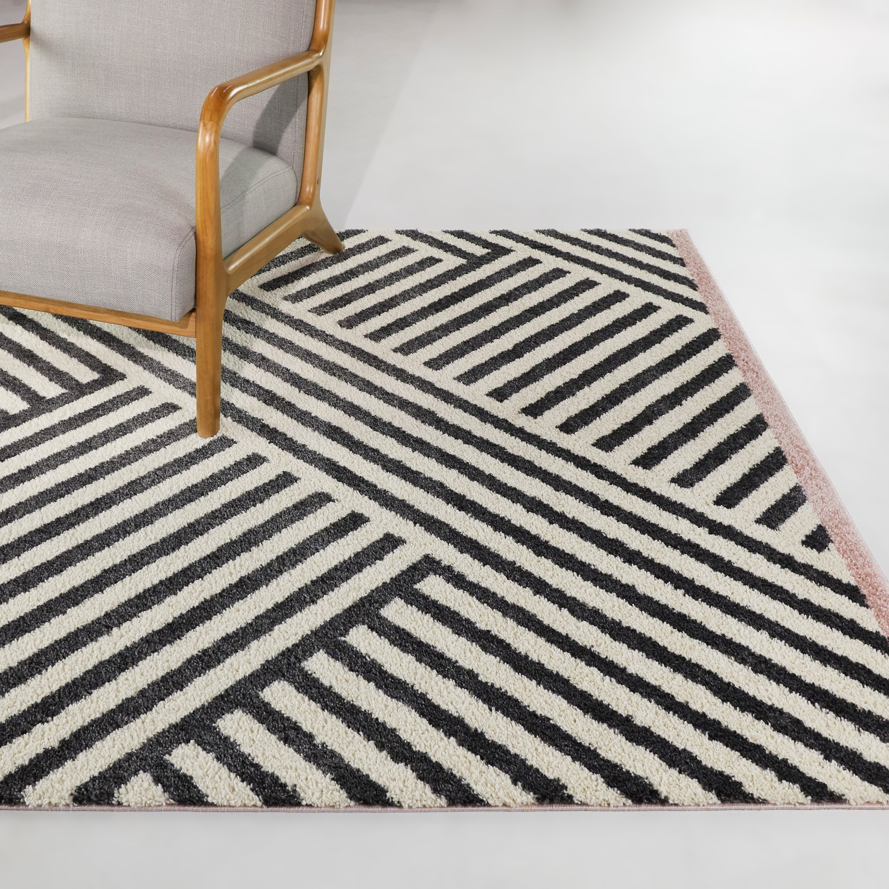 Balta 3099053 Emmeline 8 x 10 (ft) Loomed Polypropylene Black Rectangular Indoor Stripe Bohemian/Eclectic Area rug