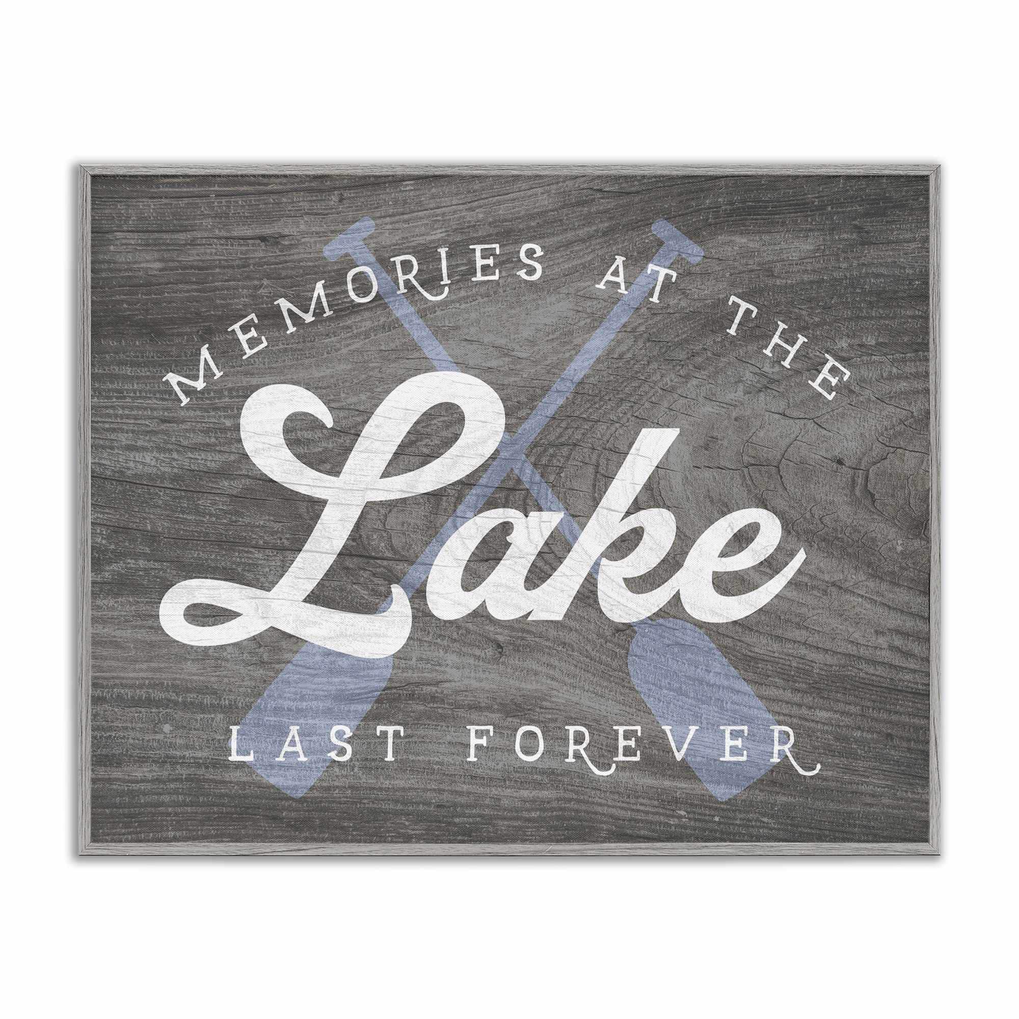 Stupell Industries Memories at Lake Phrase Rustic Boat Ores Motif  Gray Framed Giclee Art 14 x 11