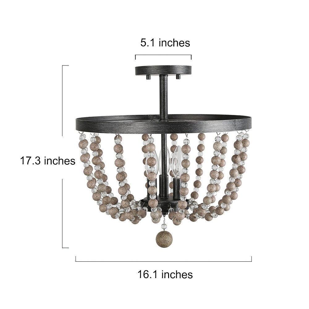 LNC Mocha 3-Light Brushed Black LED Semi mount light in the Flush Mount ...