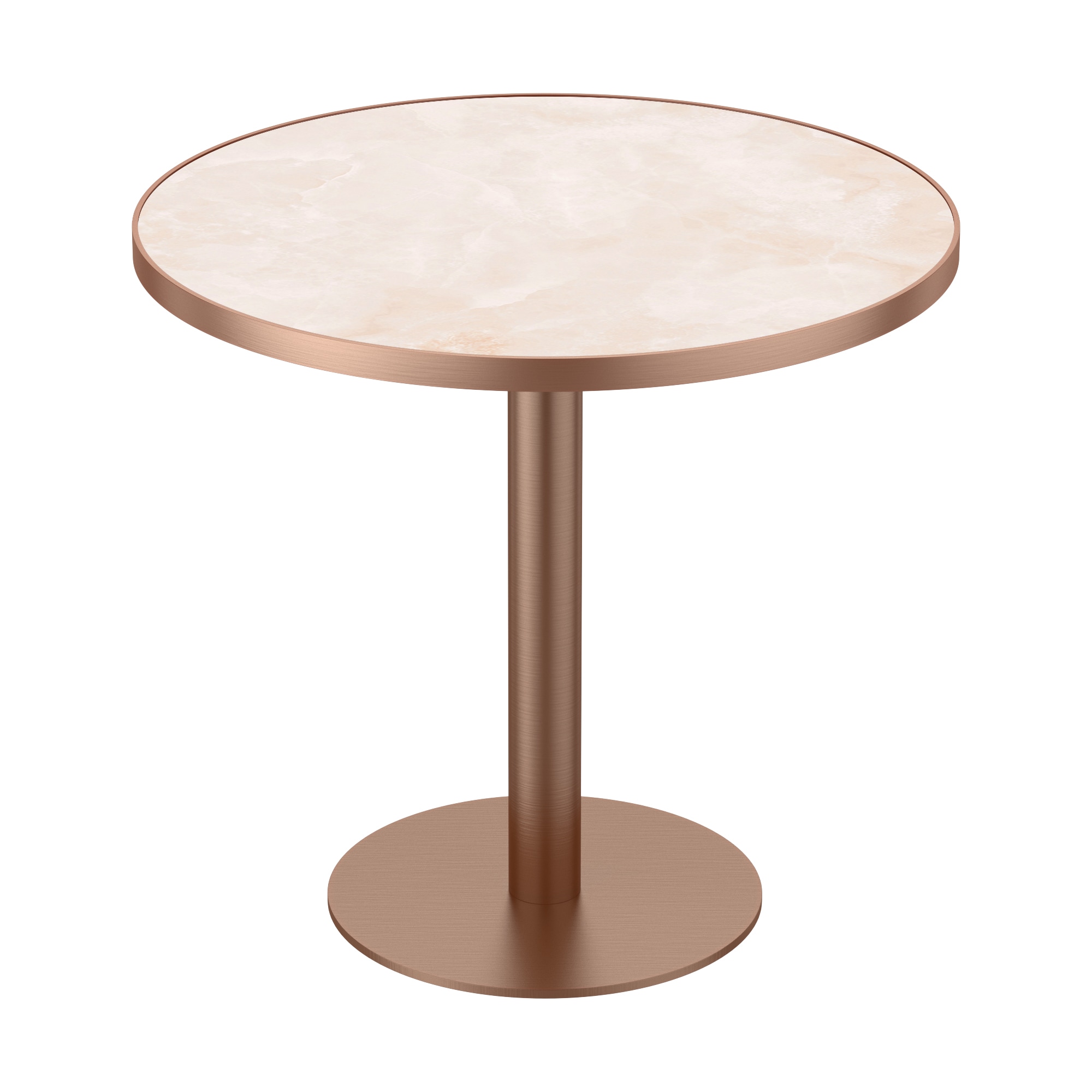 JUSHUA Pink and Rose Gold Round Faux Marble Sintered Stone Tulip Dining ...