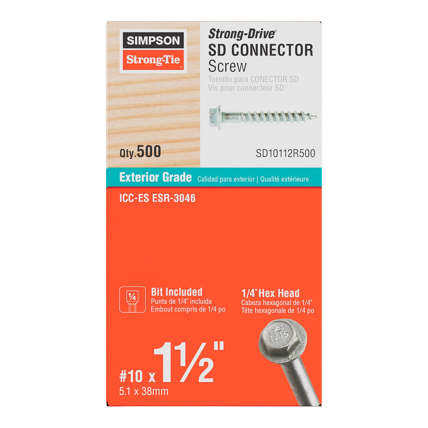 Simpson Strong-Tie Strong-Drive SD #10 x 1-1/2-in Mechanically galvanized Exterior Construction screws 500 -Per Box