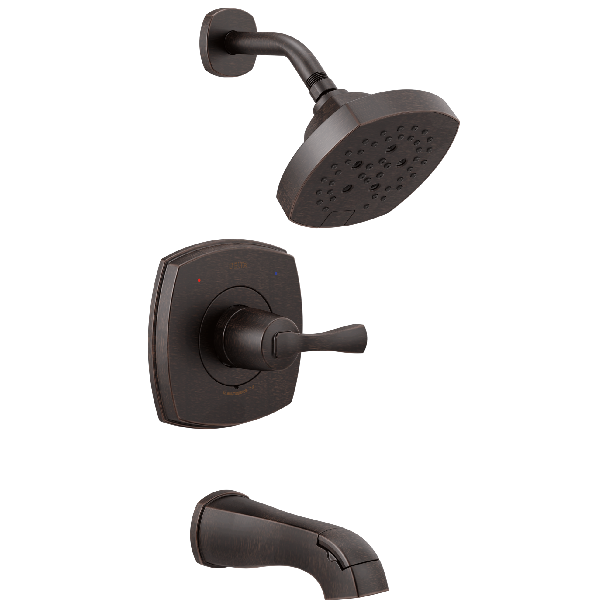 Delta T14476-RB Stryke Venetian Bronze 1-handle Multi-function 6-Inches Round Bathtub and shower Faucet with Valve
