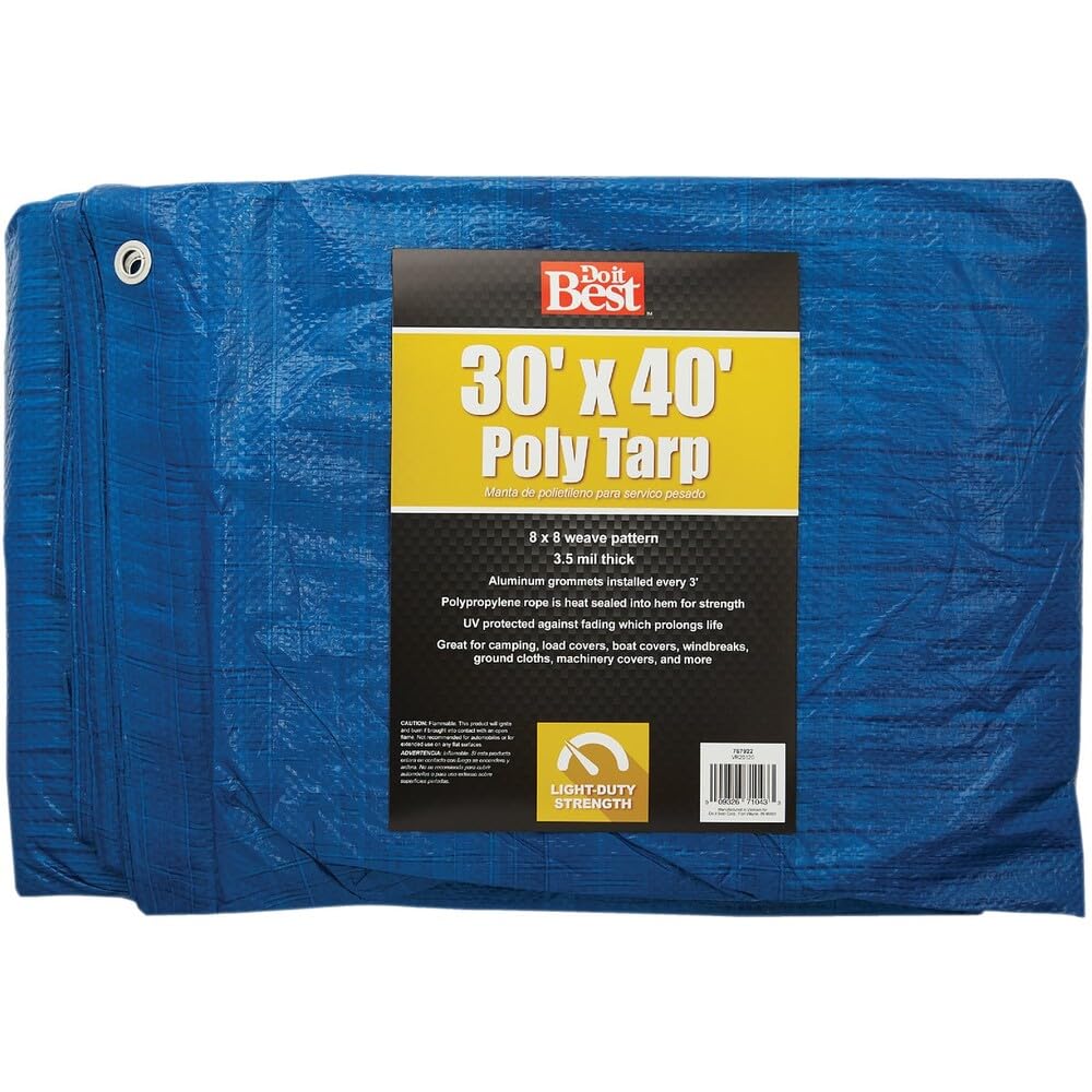 Do it Best  Tarpaulin 767922 - All-Purpose Poly Tarp UV Protection Blue - 30X40