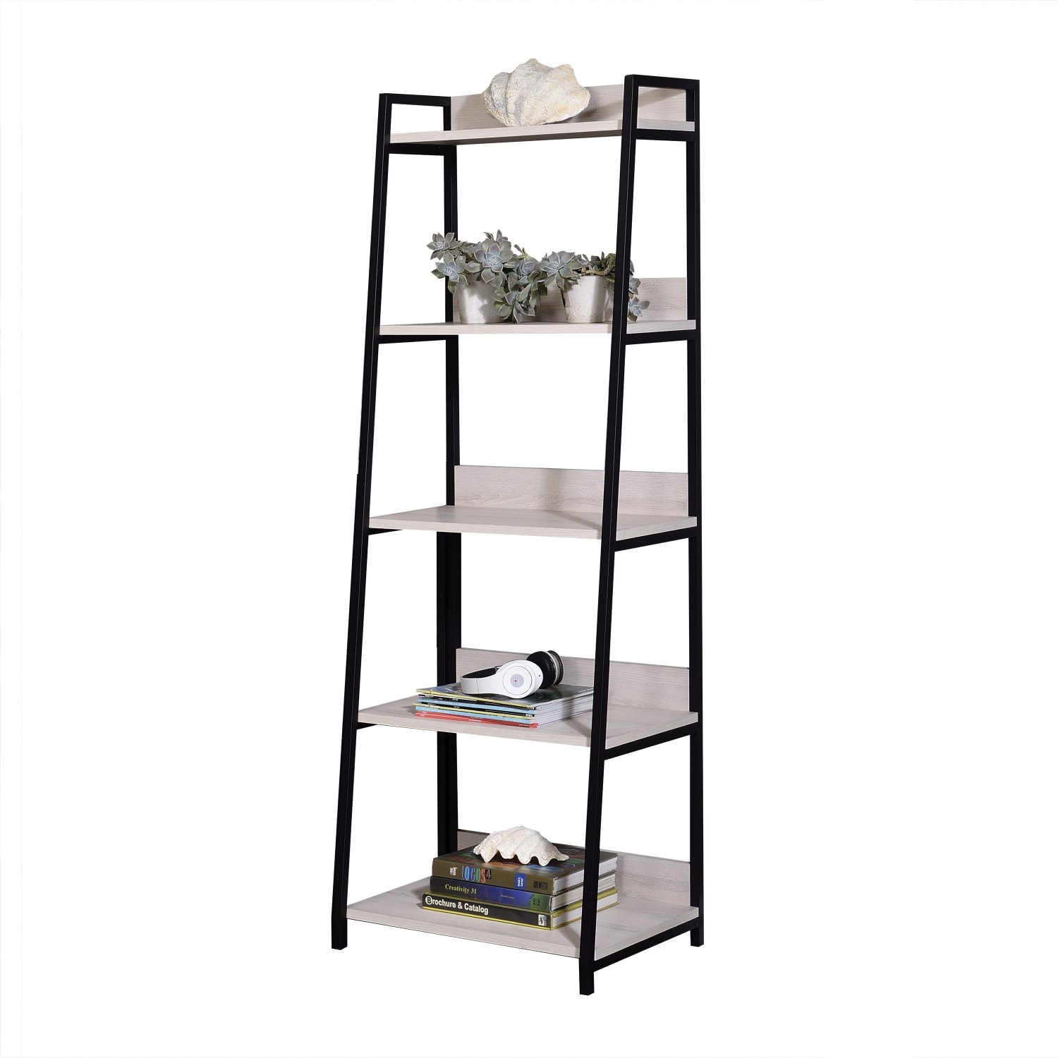 Wooakway Wendral Natural  Black Finish 24inW Bookshelf