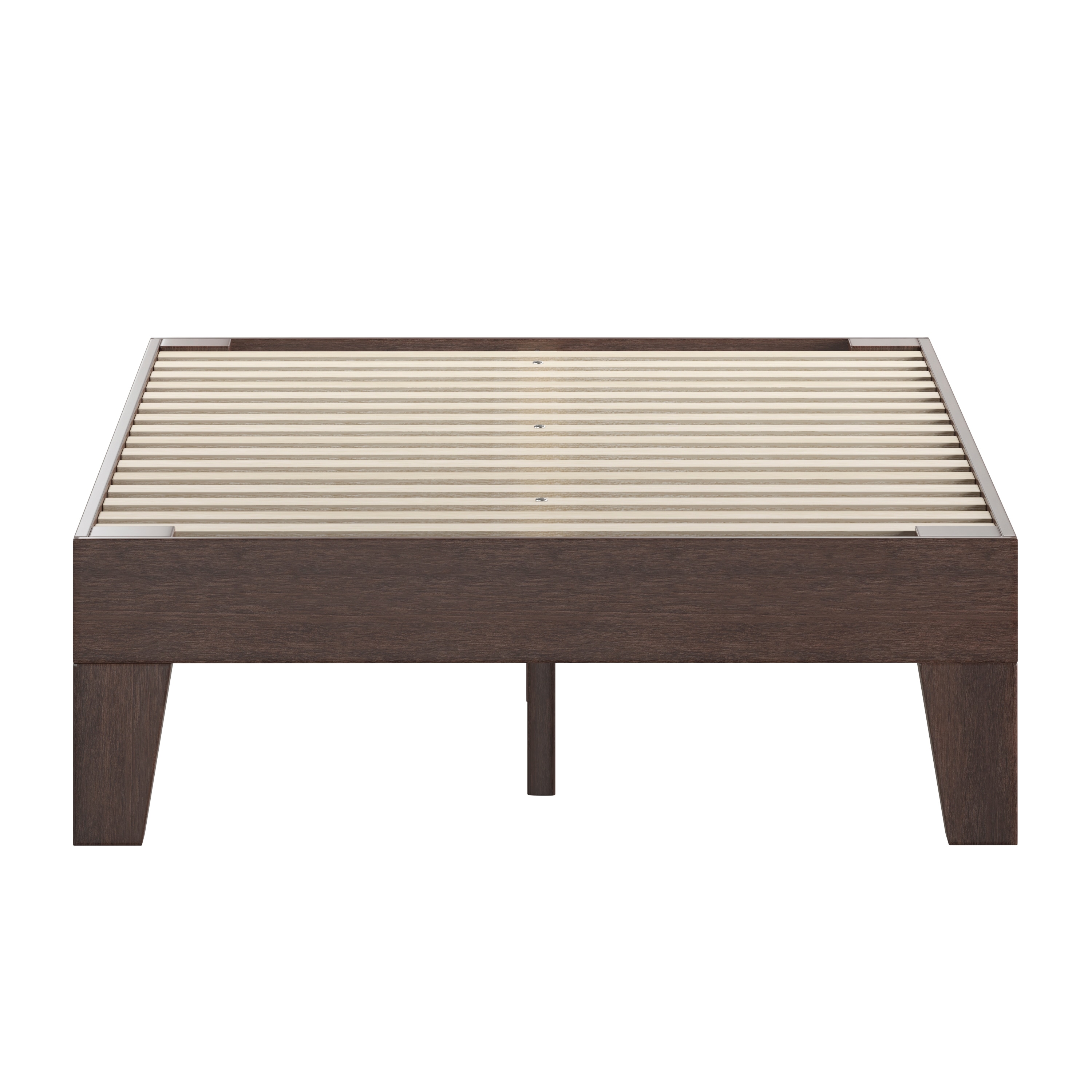 Evelyn Walnut Finish Full Wooden Platform Bed with Slats