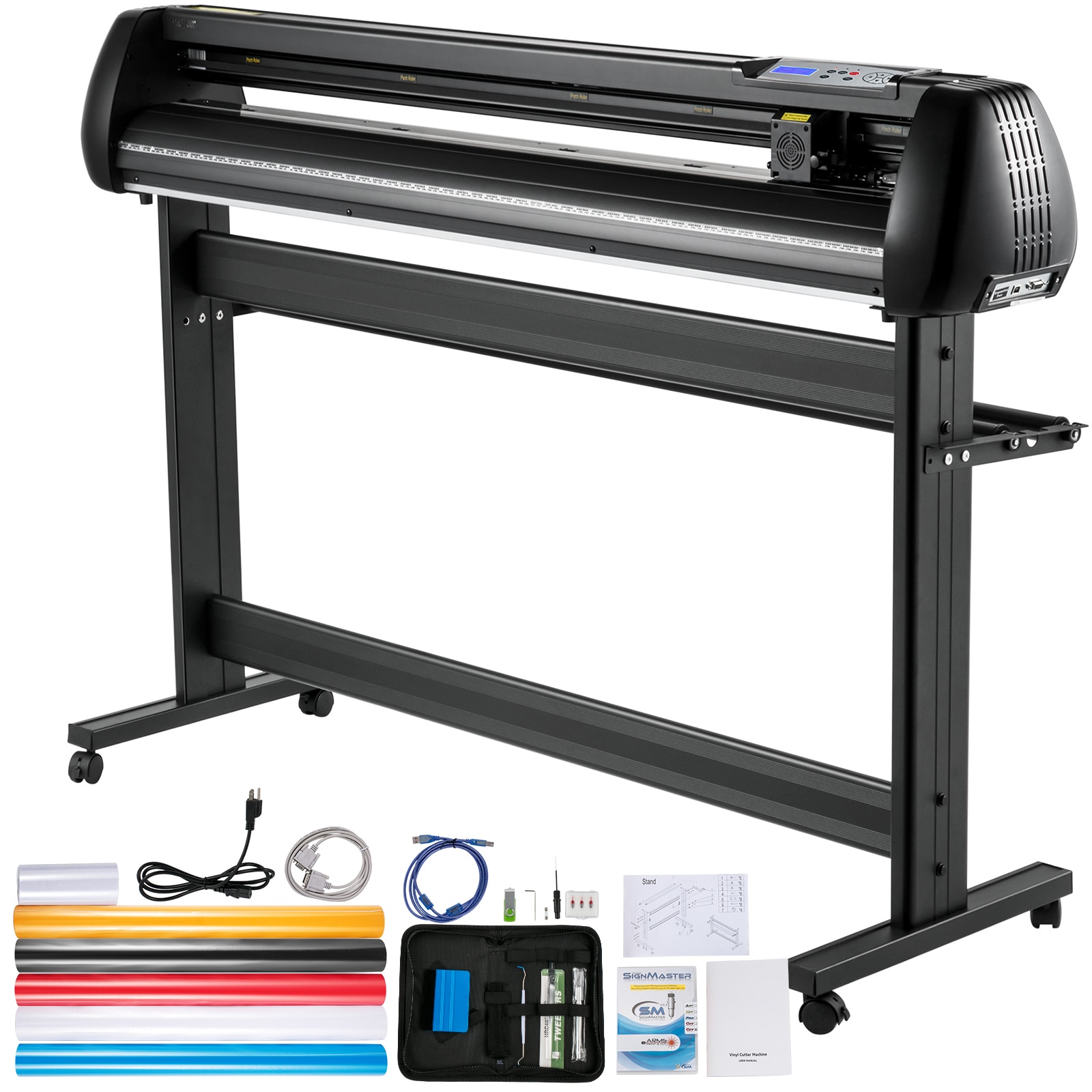 VEVOR SCKZJHSMCSK100406V1 Vinyl Cutter 53inch Vinyl Cutter Plotter with Stand Adjustable Speed Force for Sign Making Vinyl Plotter SignMaster Software Vinyl Tape Tools Vinyl Printer Available with COM/USB/Bluetooth