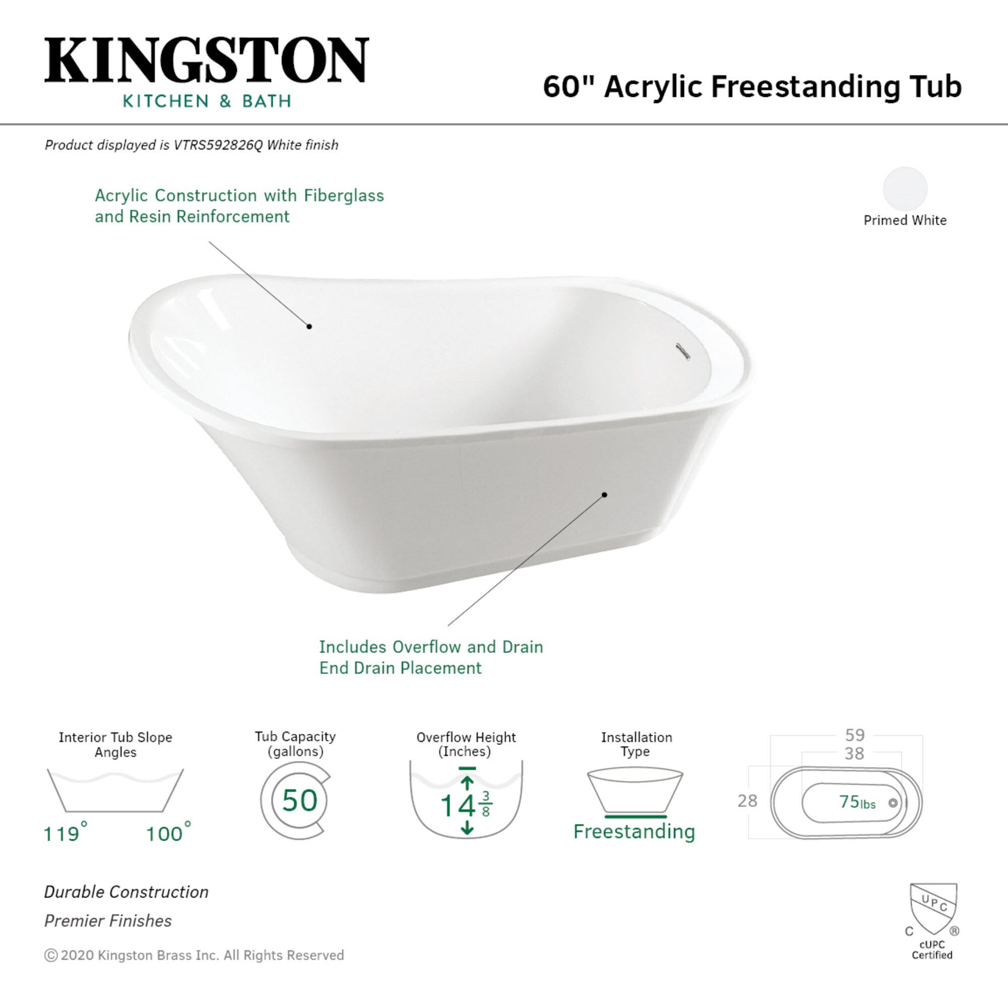 Kingston Brass UUVTRS592826Q bathtubs - View #2