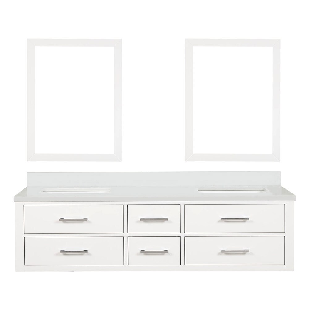 Lexora LVSO72DA310 Southold 72-in White Undermount Double Sink Floating Bathroom Vanity with White Cultured Marble Top (Mirror Included)