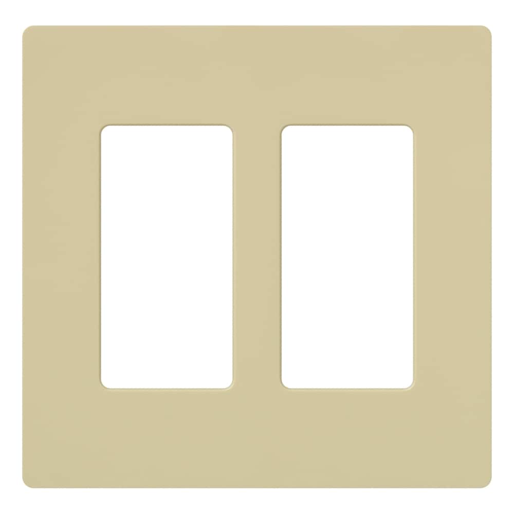 Lutron CW-2-IV Claro 2 -Gang Standard Size Ivory Plastic Indoor Screwless Decorator Wall Plate