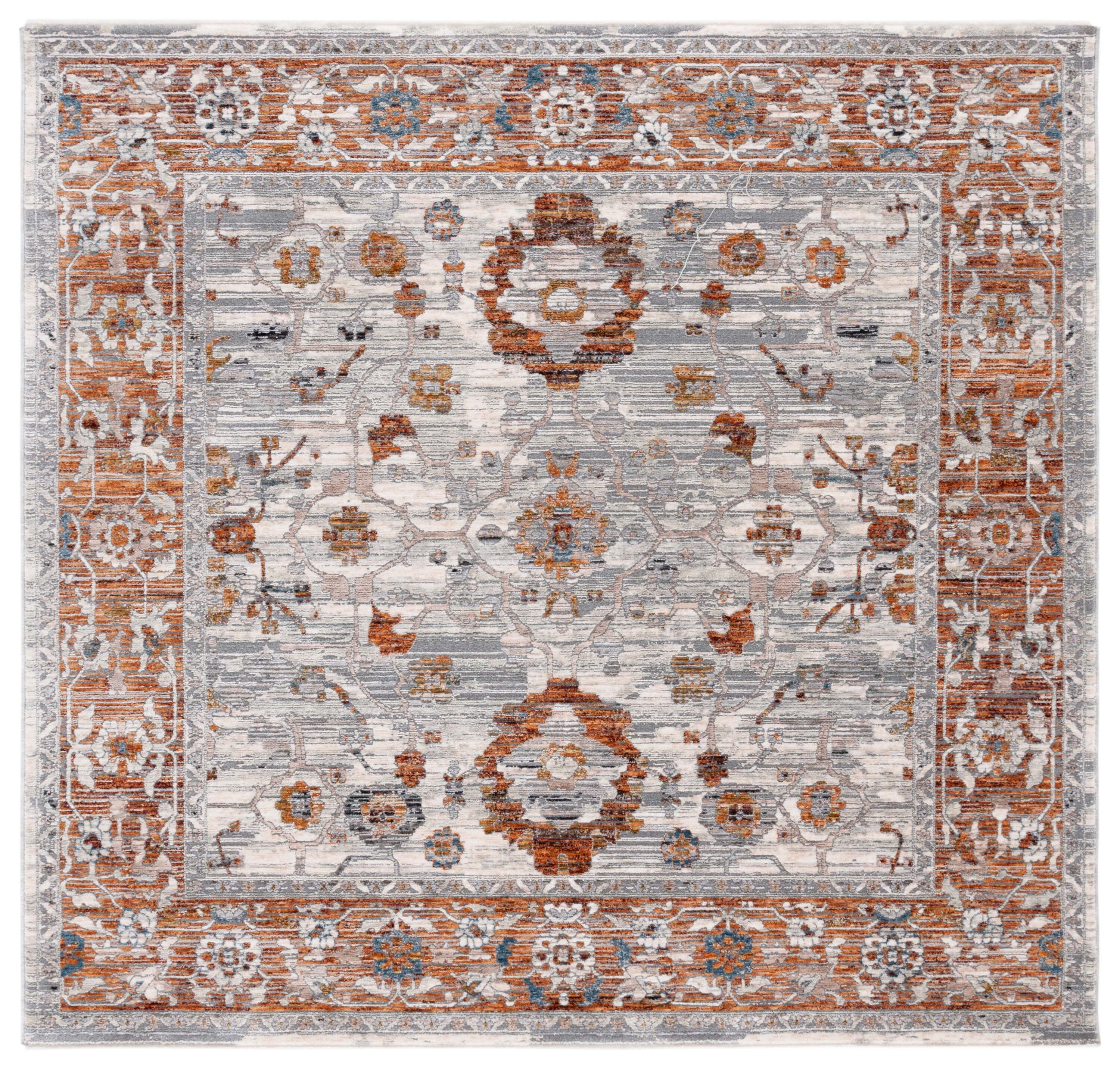 Heirloom  724A Ivory Grey/Rust 6 X 6 Area Rug