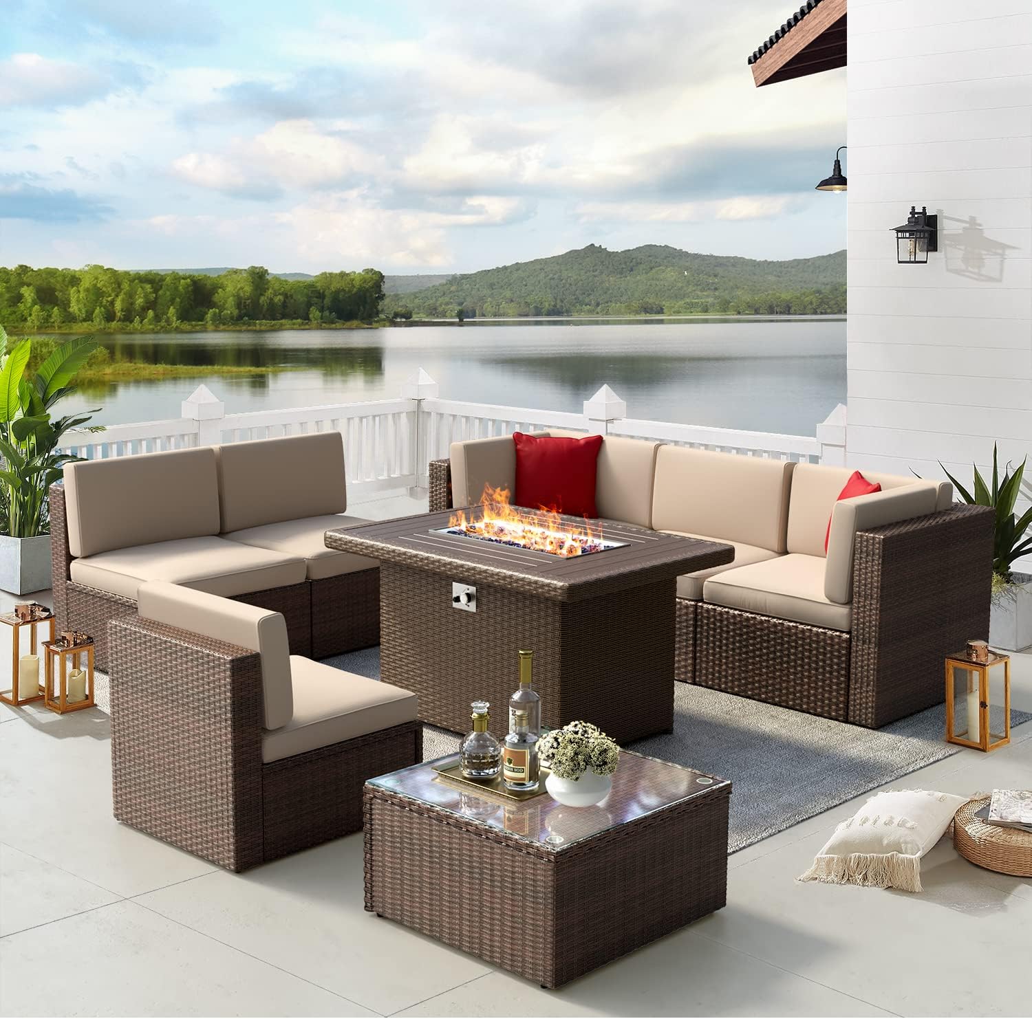 Fire pit deals sectional set