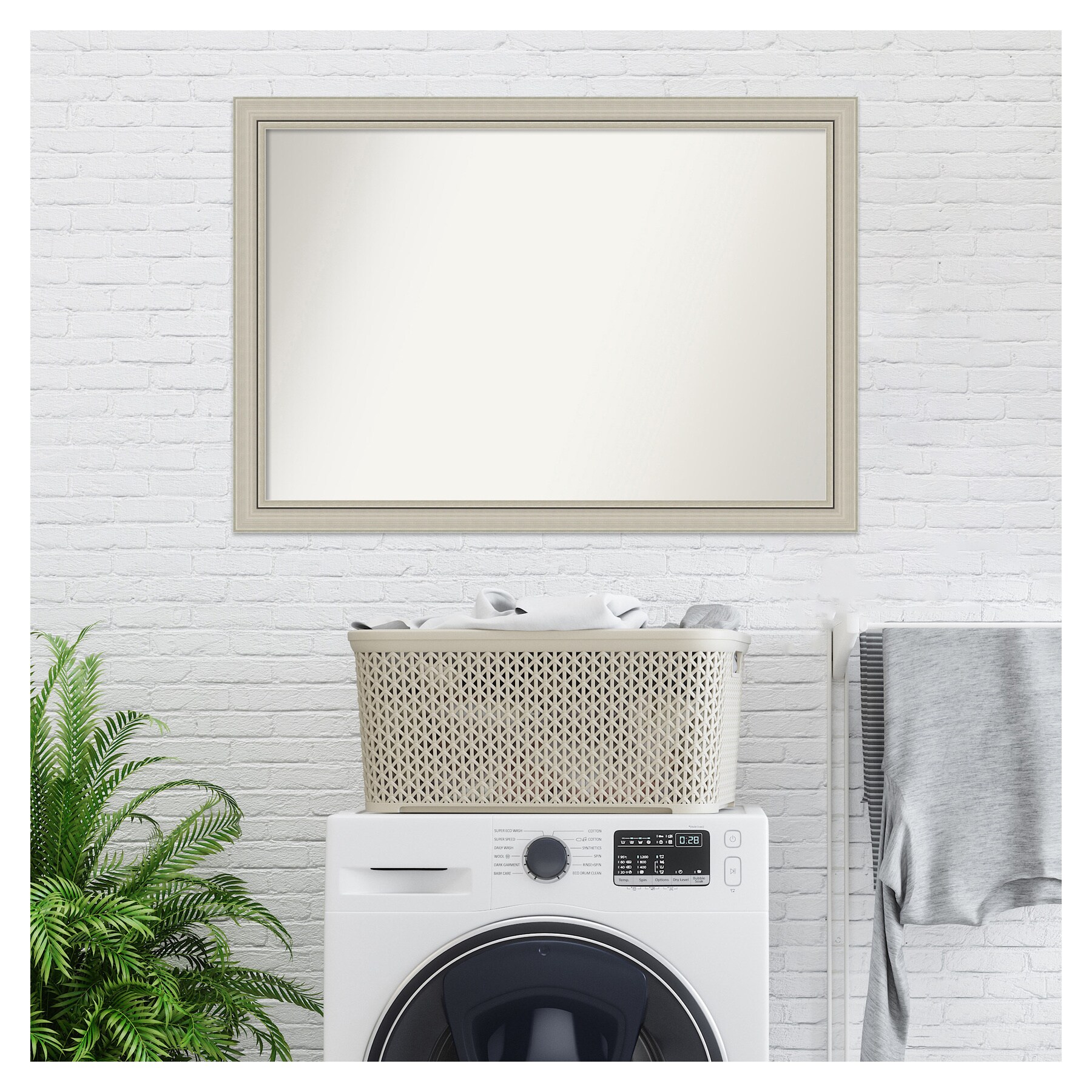 Romano Silver Narrow Wood Framed Full Length Bathroom Mirror