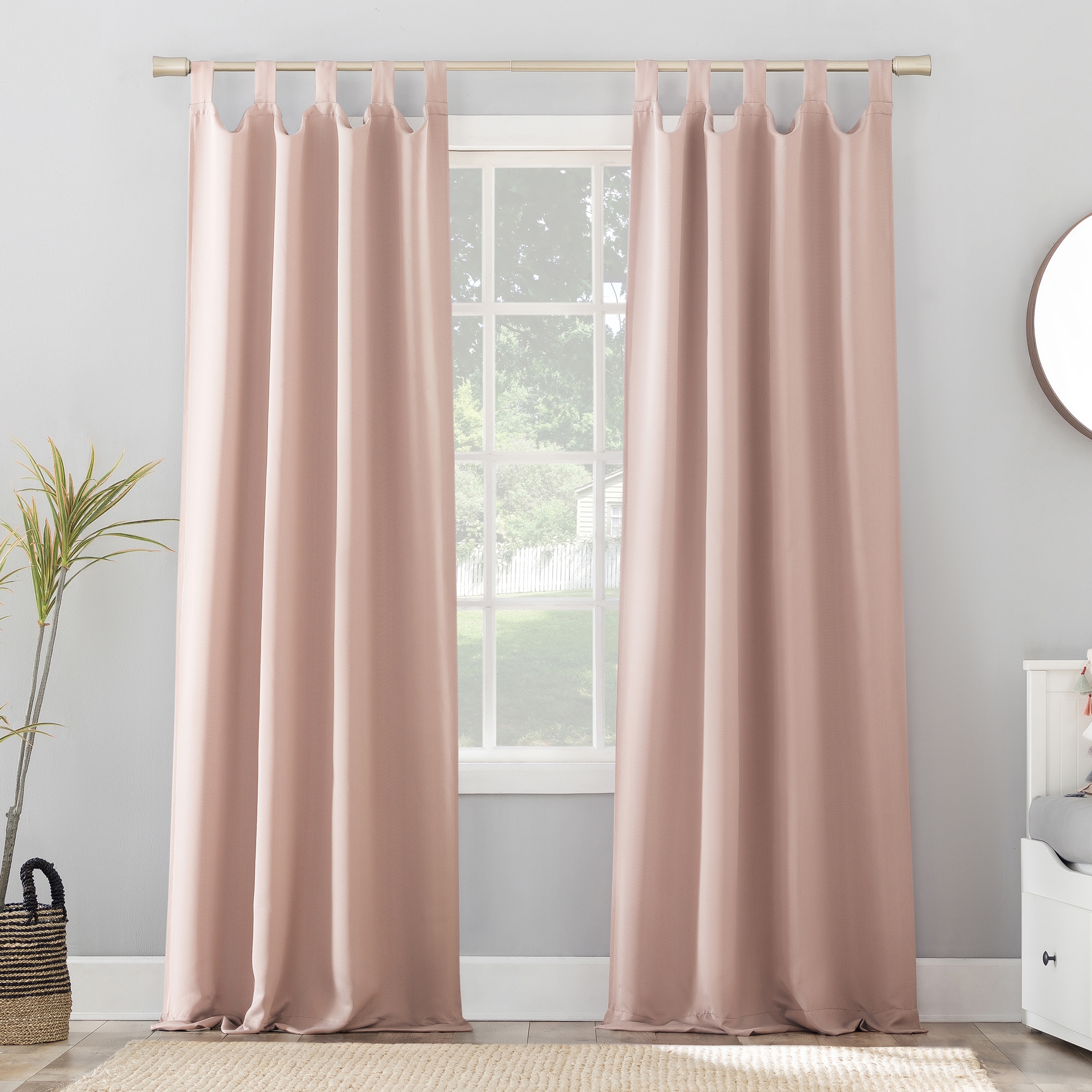 Sun Zero 56735 63-Inches Blush Blackout Interlined Top tab Single curtain panel