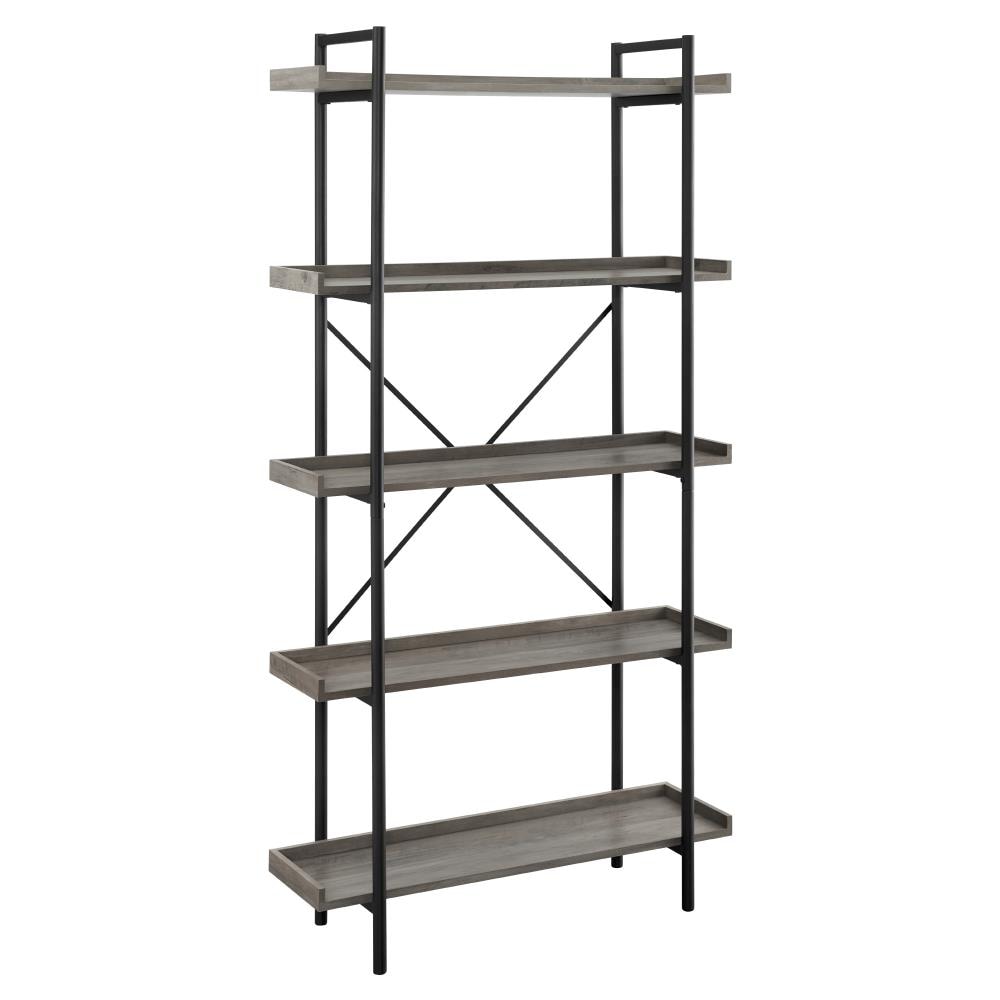 Walker Edison Gray Wash Metal 5 Shelf, Metal Stand Alone Shelves