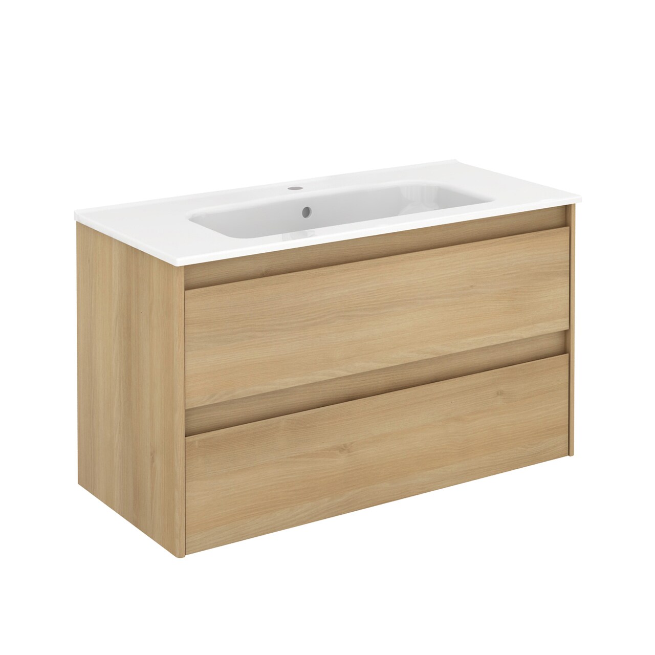 WS Bath Collections Ambra 40-in Nordic Oak Single Sink Bathroom Vanity with Ceramic White Ceramic Top