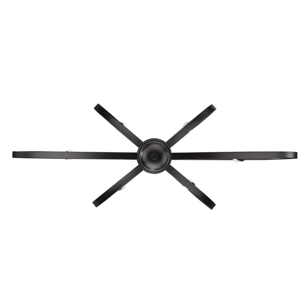 Transitional Matte Black 6-Light Industrial Linear Pendant