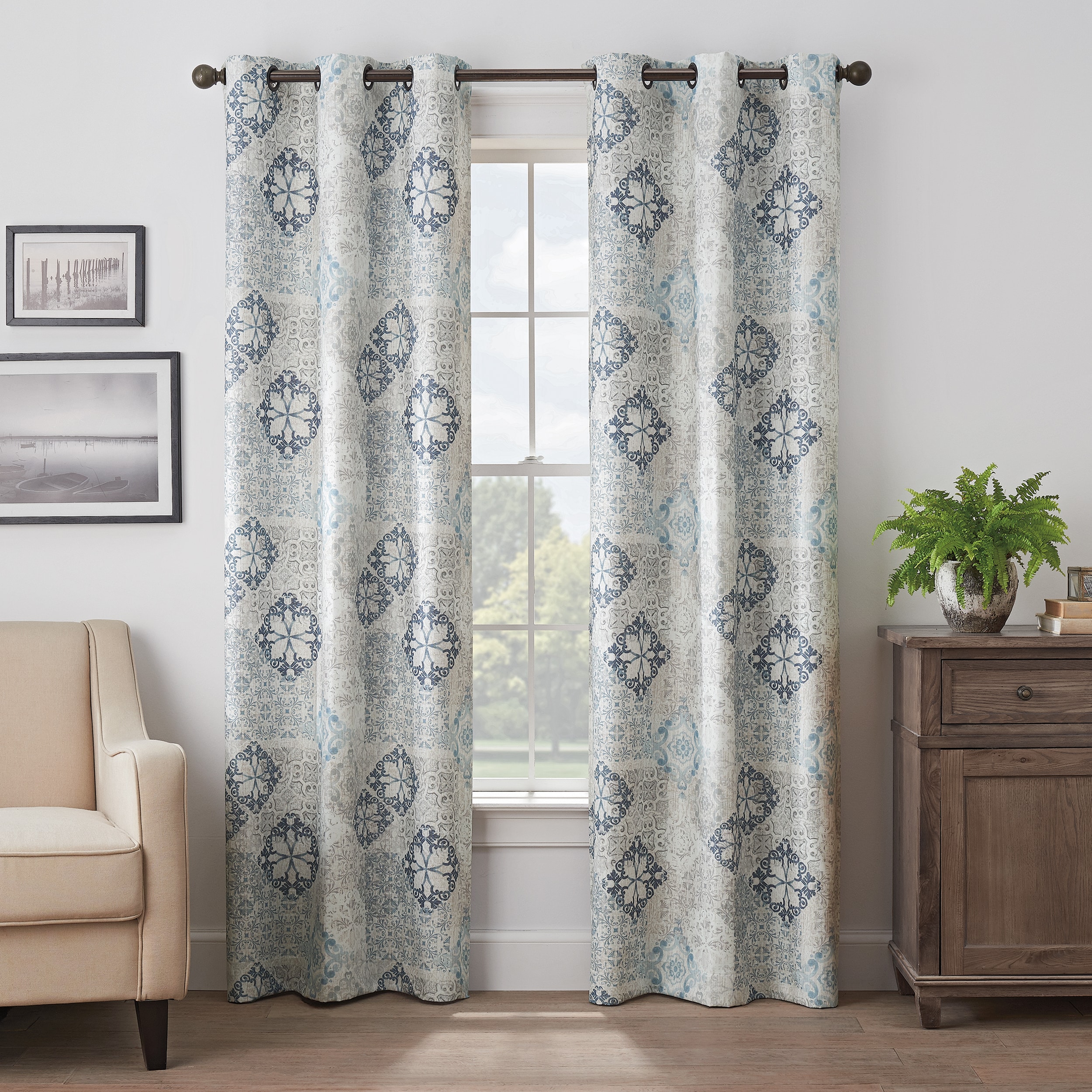 Eclipse 18604040X095BLU 95-in Blue Blackout Standard lined Rod pocket Single curtain panel