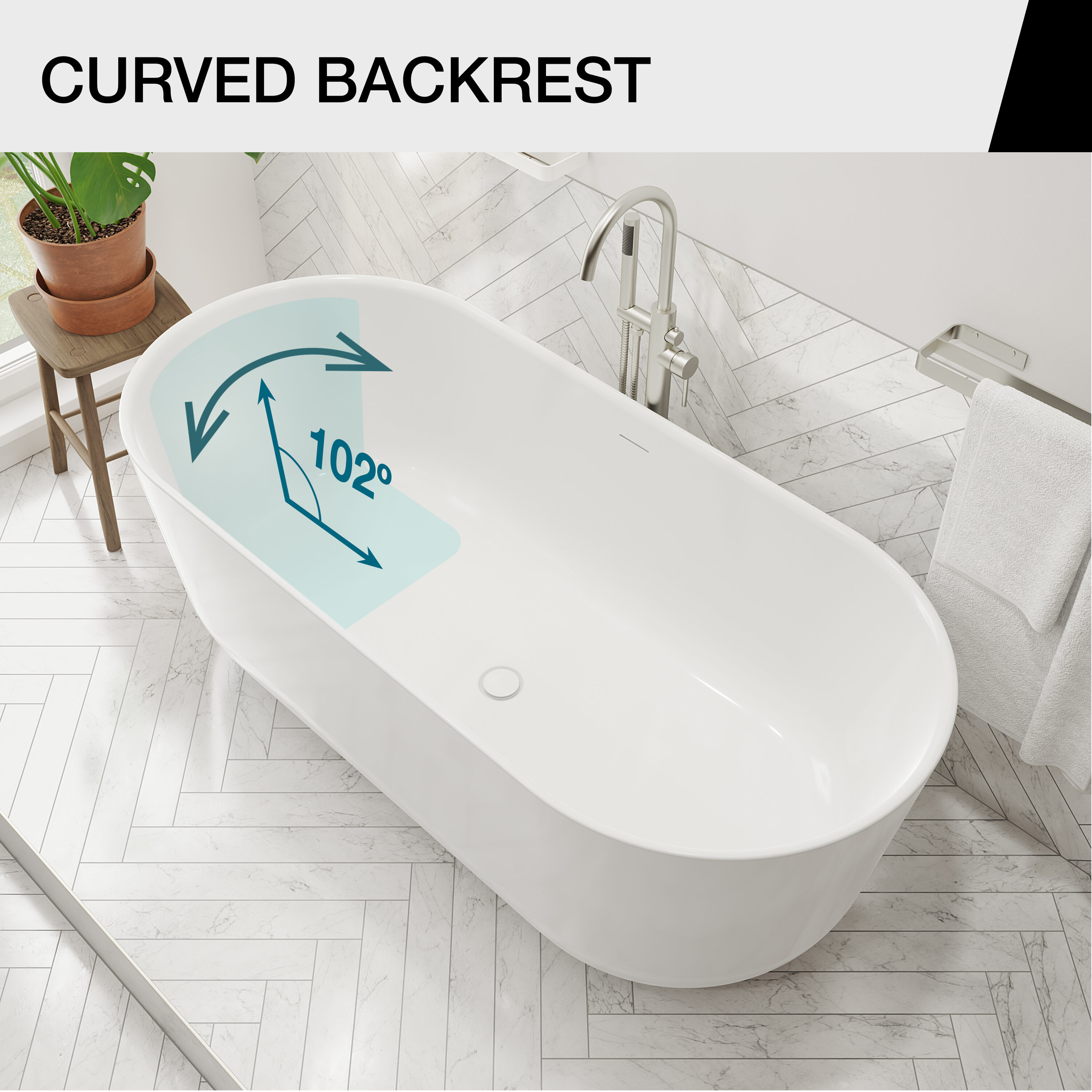 MAAX Malindi 30-in x 67-in White Acrylic Oval Freestanding Soaking