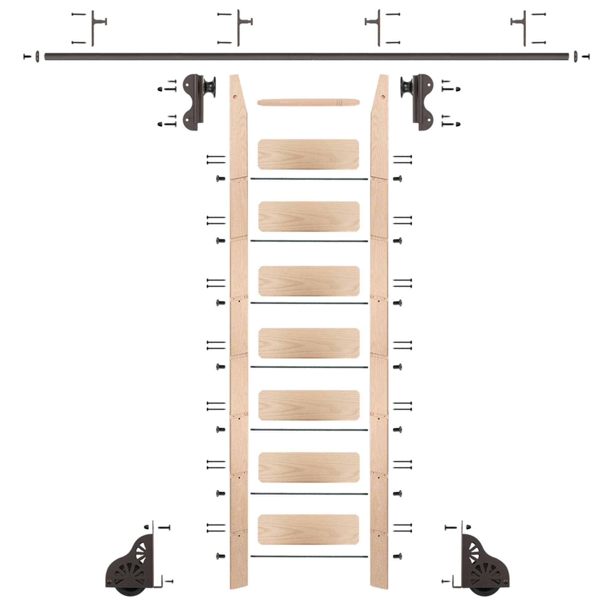 Quiet Glide QG5108MA08V07 8-ft Unfinished Maple Library Ladder