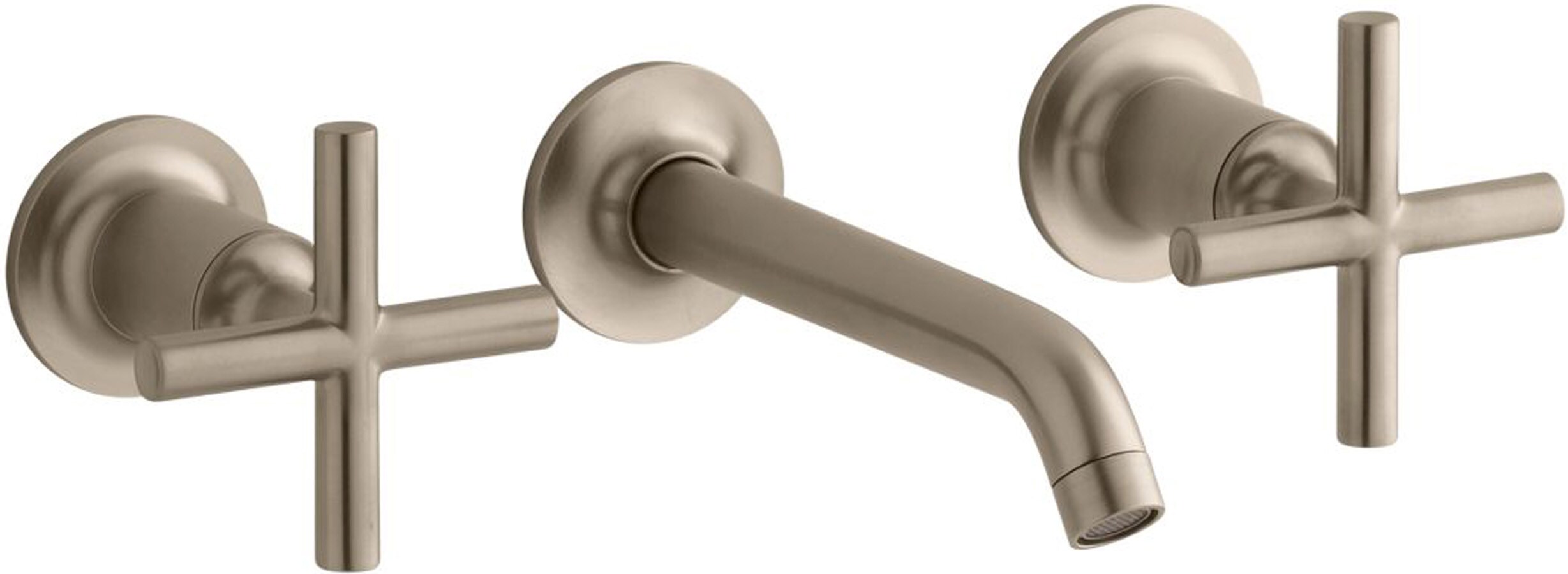 Kohler Purist Vibrant Brushed Bronze Wall Mount 2 Handle Bathroom Sink Faucet In The Bathroom 8411