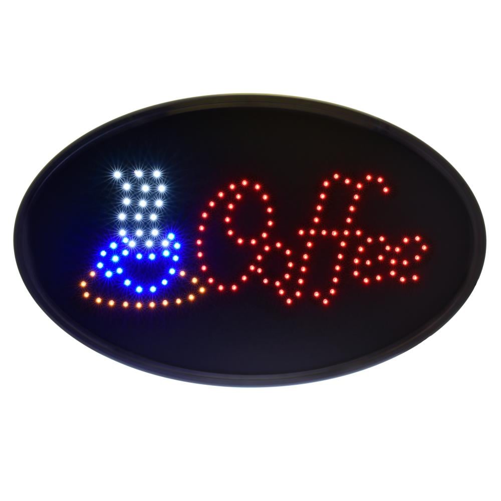 Alpine Industries 2-Pack Hanging Oval Coffee Lighted Sign 10-in  Multi-function LED Open Lighted Sign in the Lighted Signs department at 