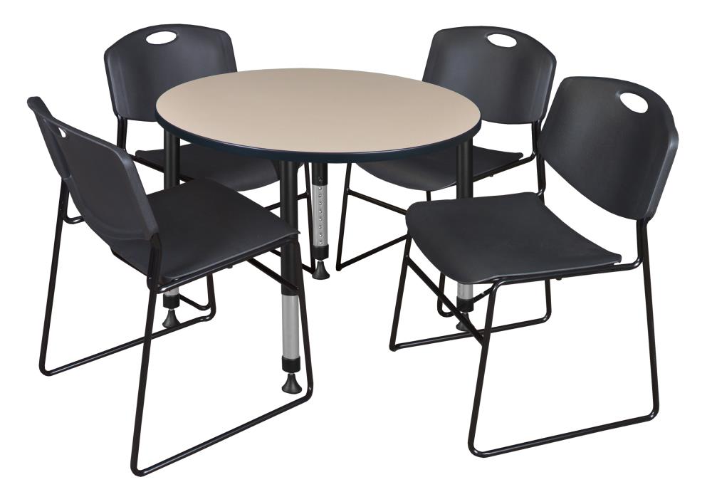 Regency TB36RNDBEAPBK44BK Classroom Tables Off-White 4-Person Training Table (36-in W x 34-in H)