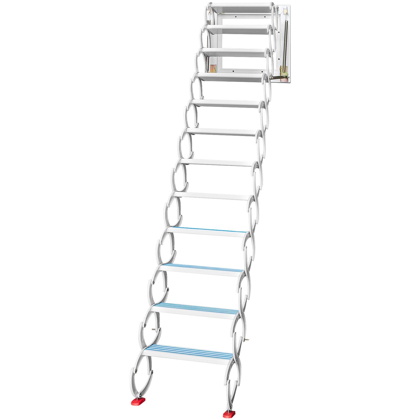 VEVOR Pulldown Attic Stairs 27.6-ft Aluminum Load Capacity Telescoping Shelf Ladder Step Ladder Stainless Steel | HJBGZDT12JBS00001V0