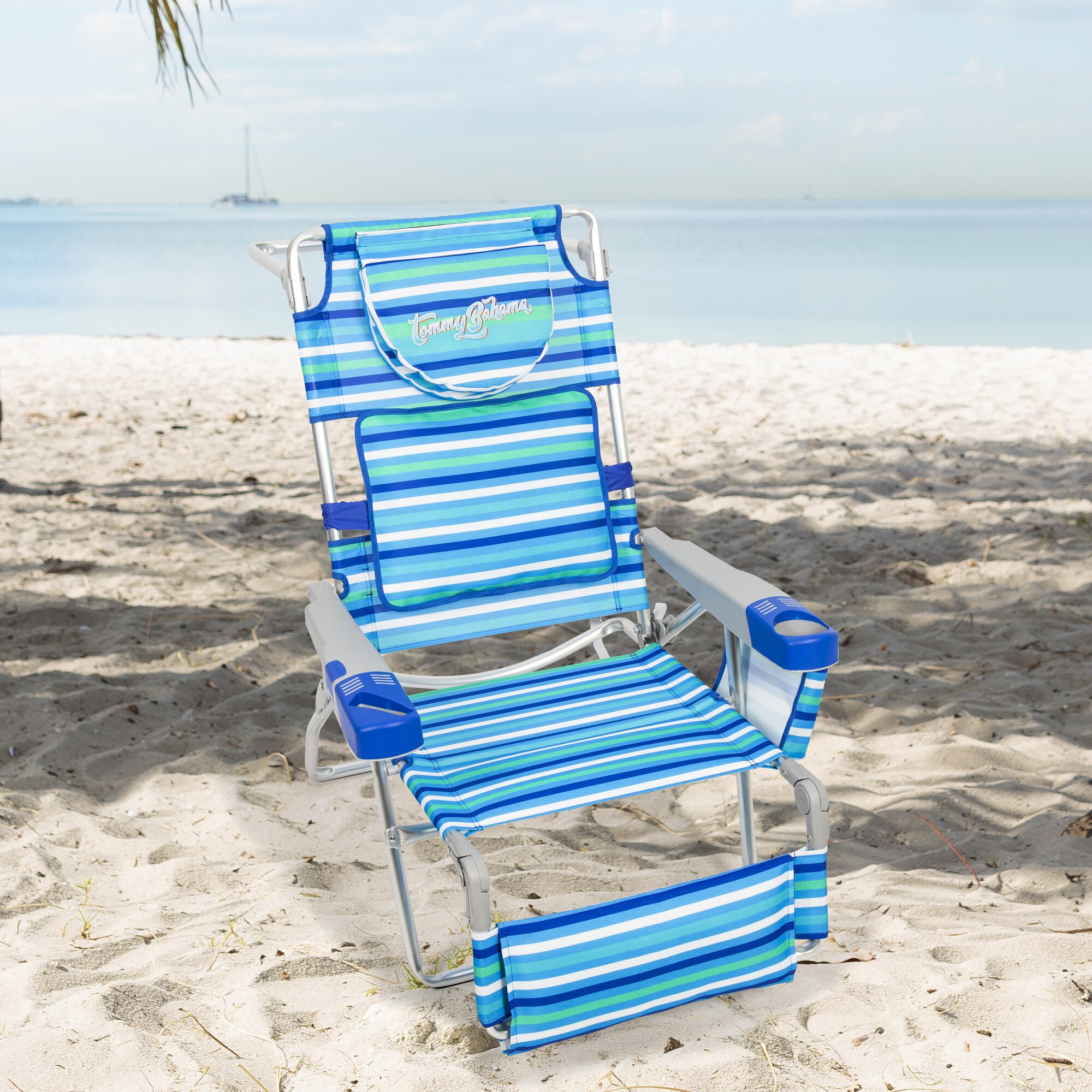Tommy bahama beach chair recliner with fridge and storage pockets 