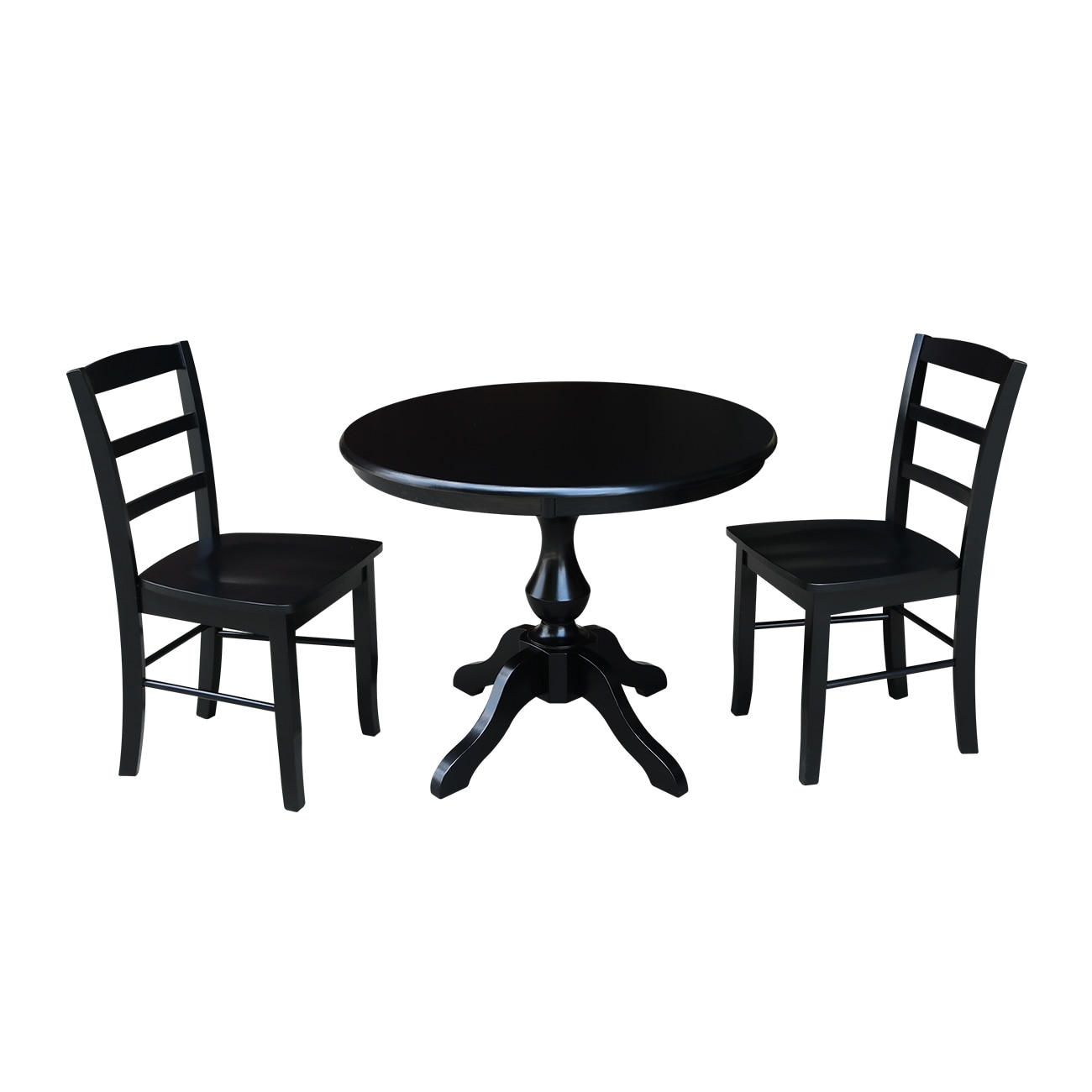 International Concepts K46-36RT-11B-C2-2 Black Casual Dining Room Set with Round Table ( Seats 2 )
