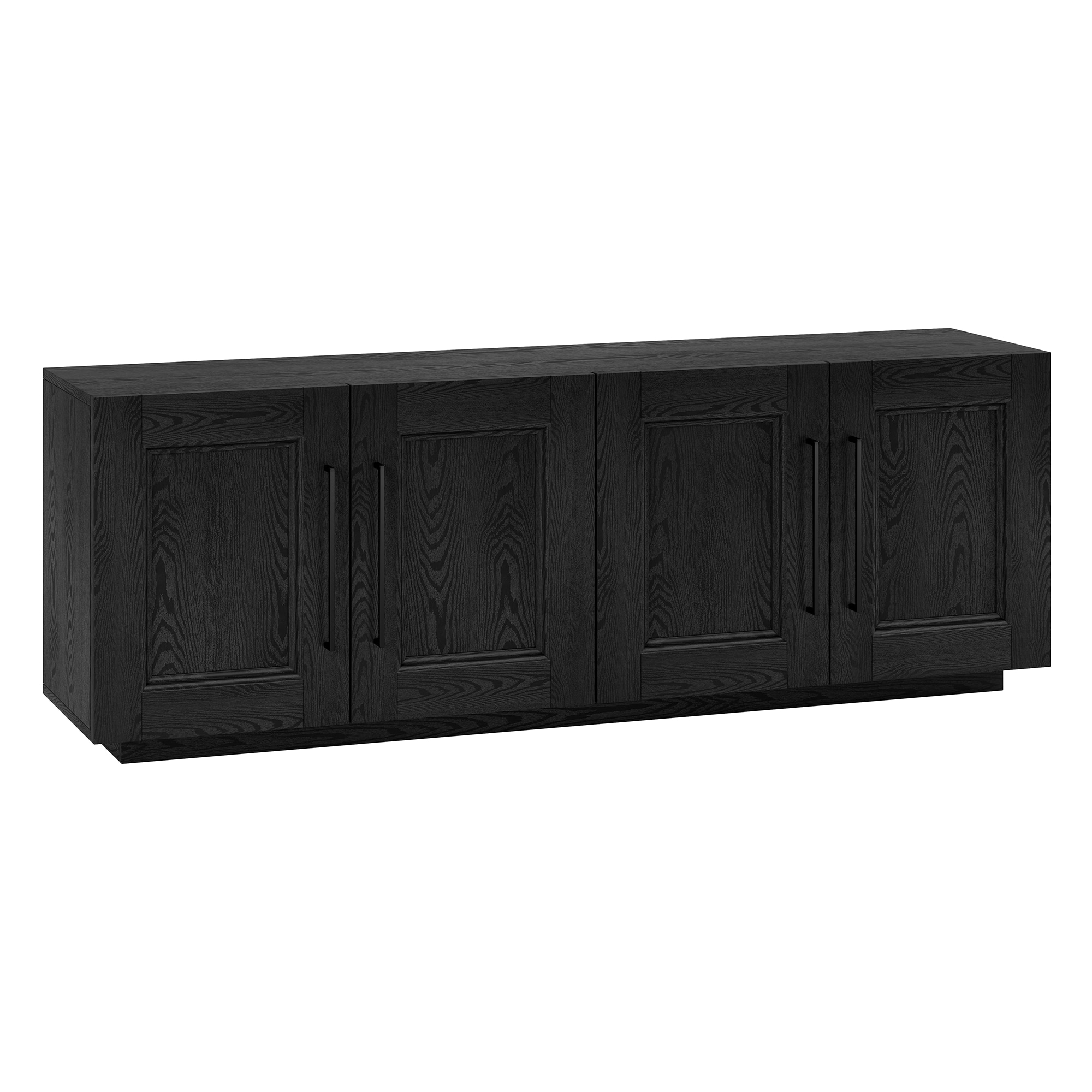 Black Grain MDF 68" TV Stand with Cabinets