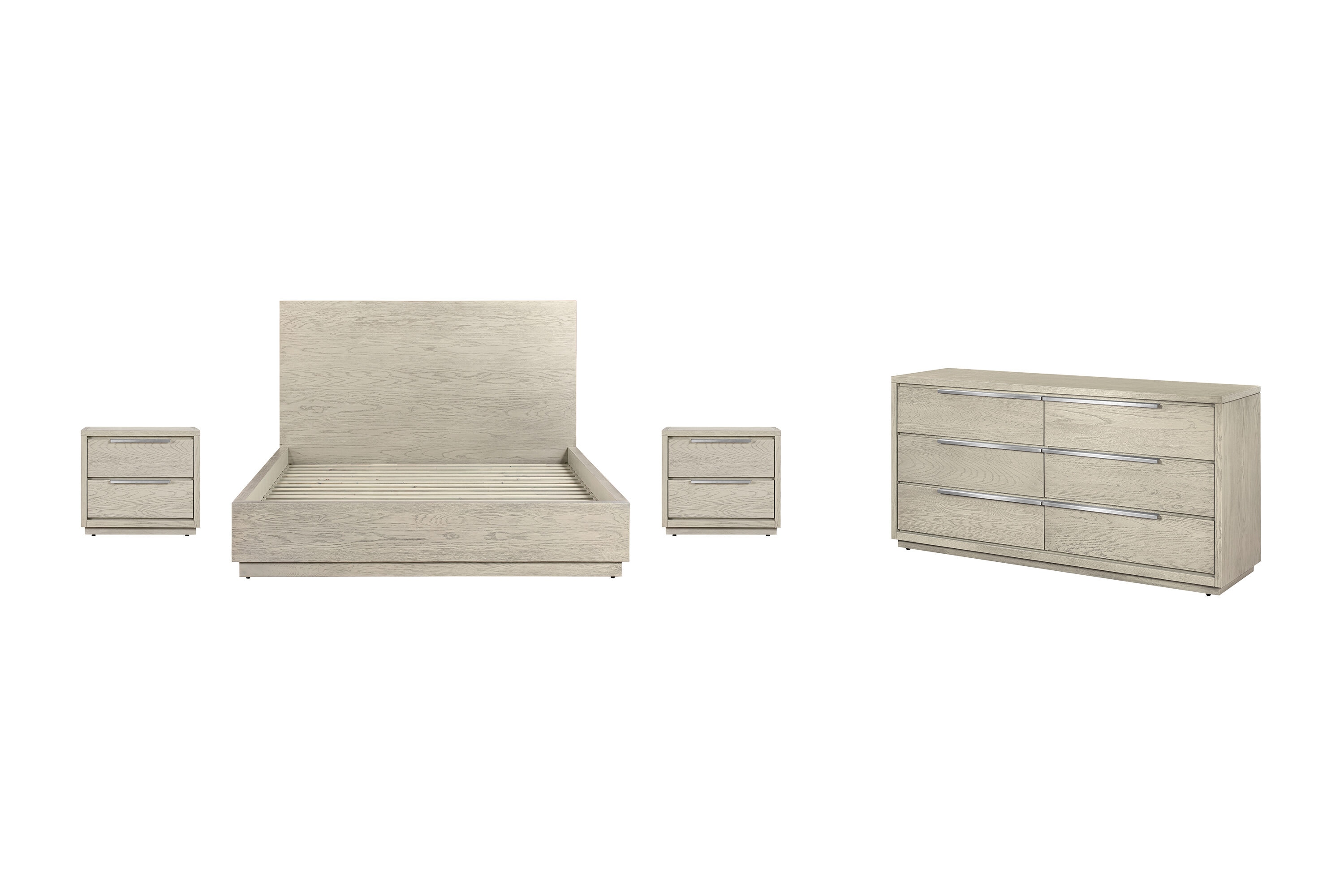 Armen Living SETAJBDGRQN4A Silver Gray Oak Queen Bedroom Set