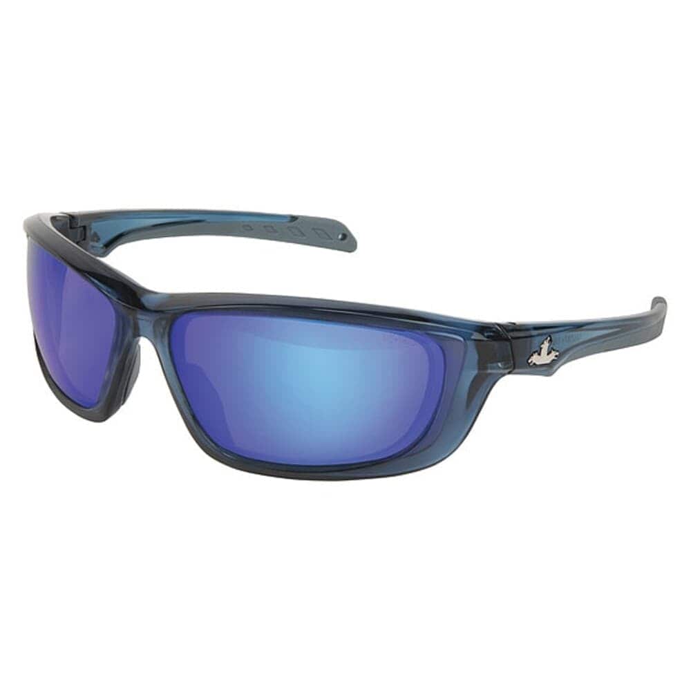 MCR Safety  Swagger (UD1) Safety Glasses Anti-Scratch Blue Mirror Lens Blue Frame Full-Frame Polarized