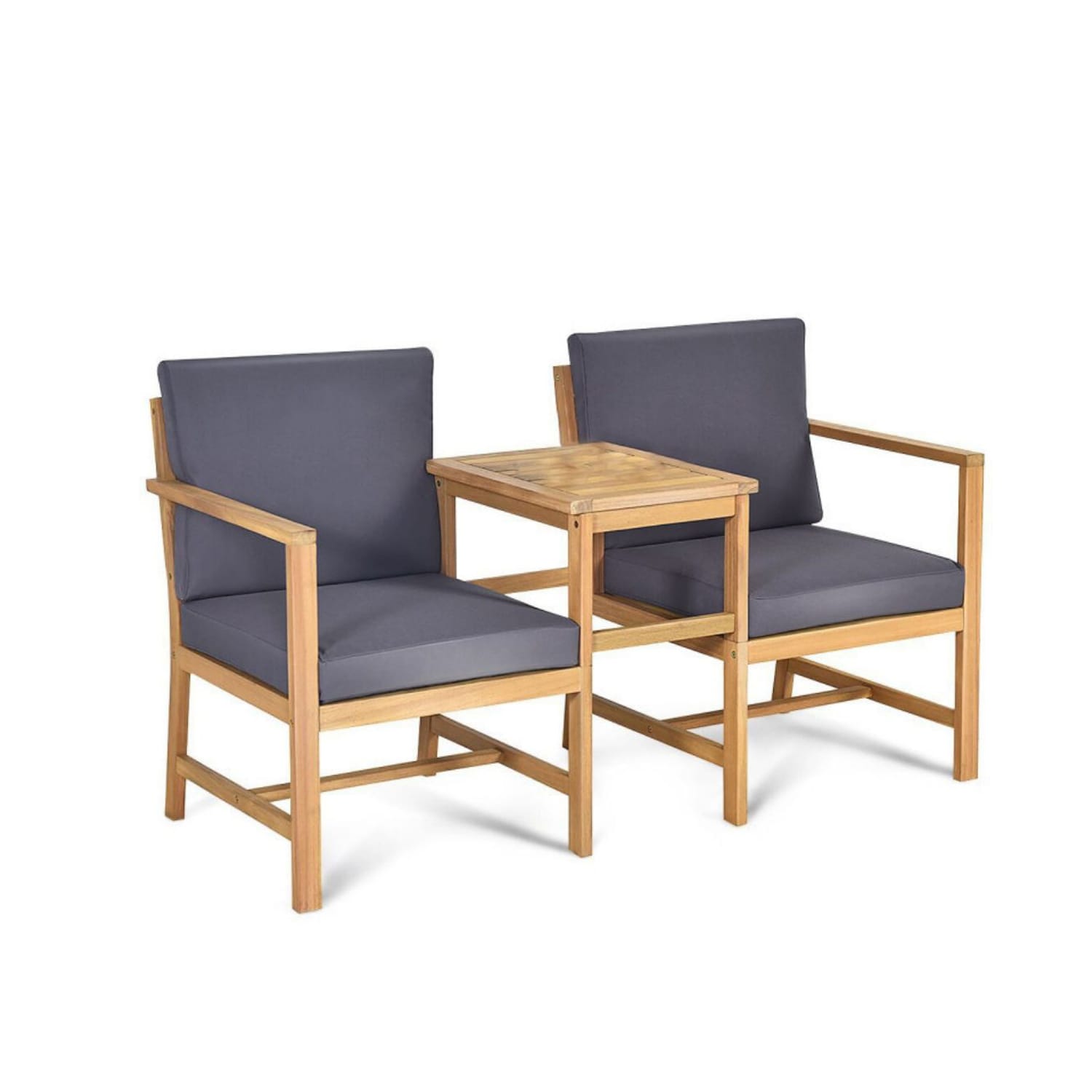 AHIOU HOME ZAAHD-H239PUBH Eureka 3 -Piece Patio Conversation Set with Gray Cushions