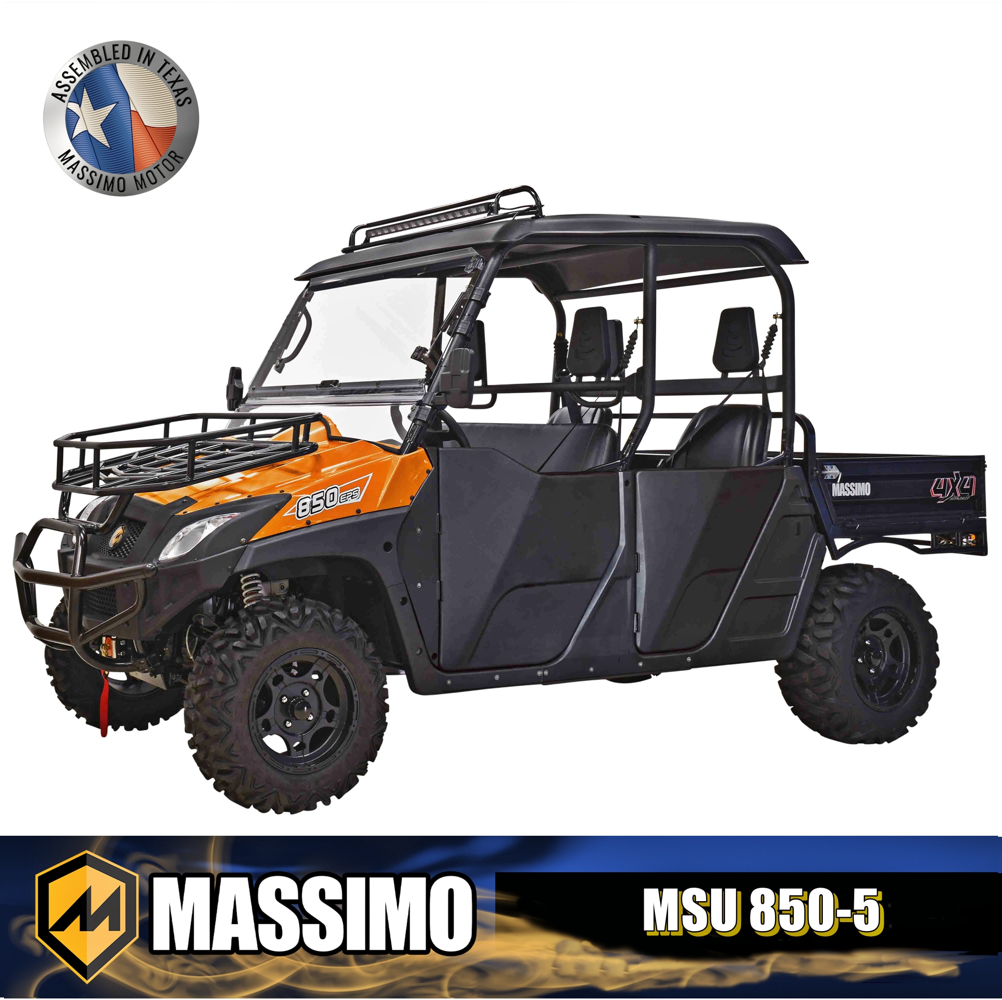 Massimo U120850314 Orange 4x4 Gas UTV with 5-Seat Capacity