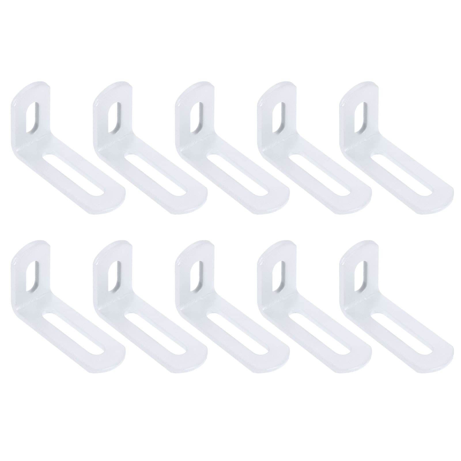 Unique Bargains 10pcs Adjustable Right Angle Brackets Slotted L-Shape Corner Bracket 2 Inchx1.2 Inchx0.7 Inch 90 Degree Steel l Bracket Support for Shelves Wood Furniture Construction White