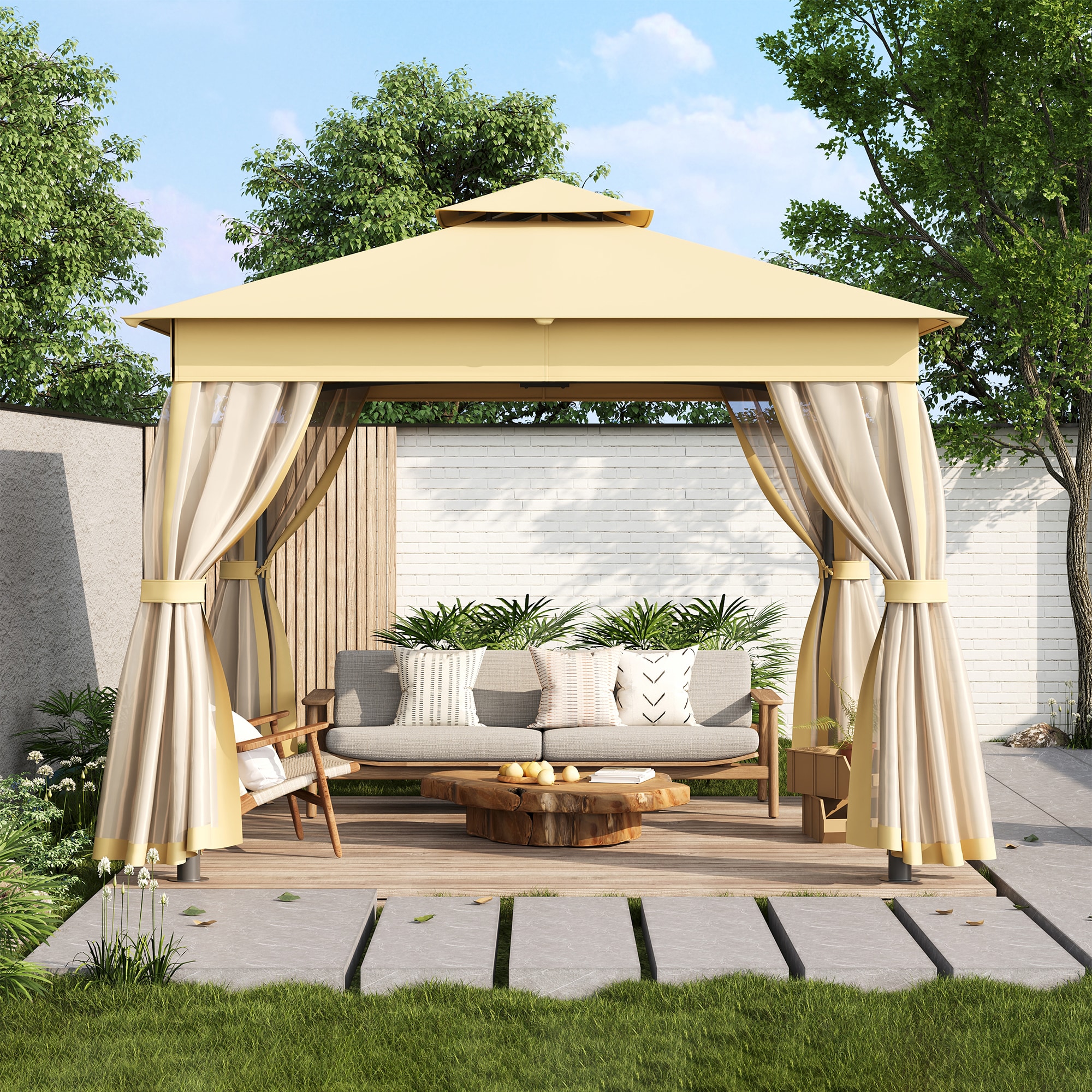 SINOFURN SYA020031BG Wood-Resin-Gazebos - View #2