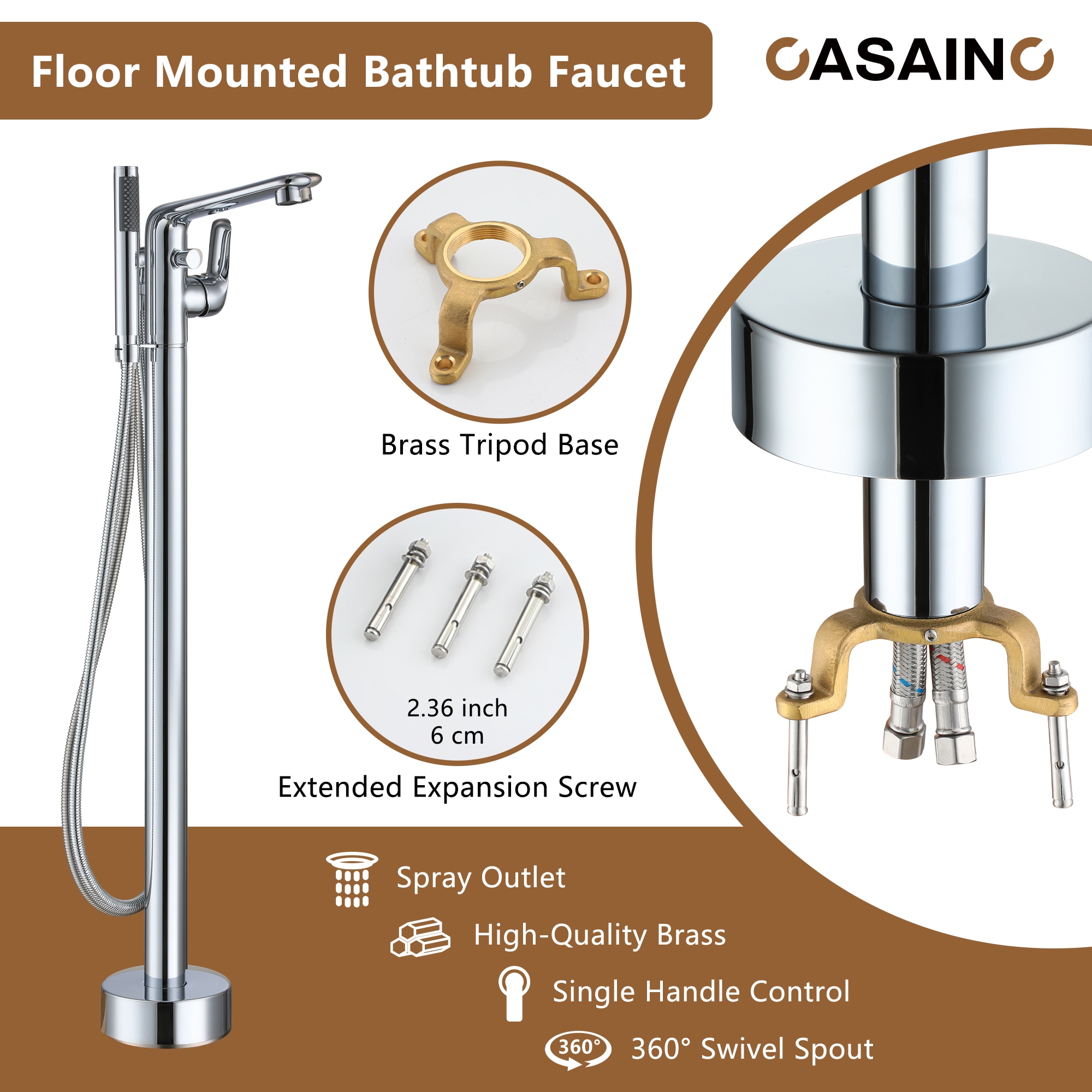 CASAINC KCLT0054-CP Roman-Tub-Faucets - View #8