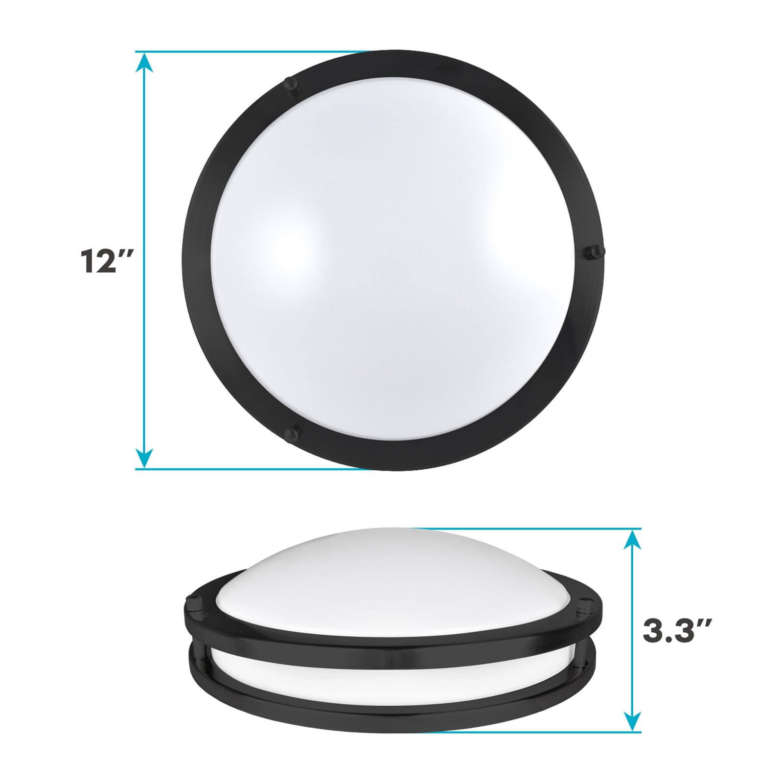 Matte Black Luxe LED Flush Mount Ceiling Light, 5-Color Temperature Selectable