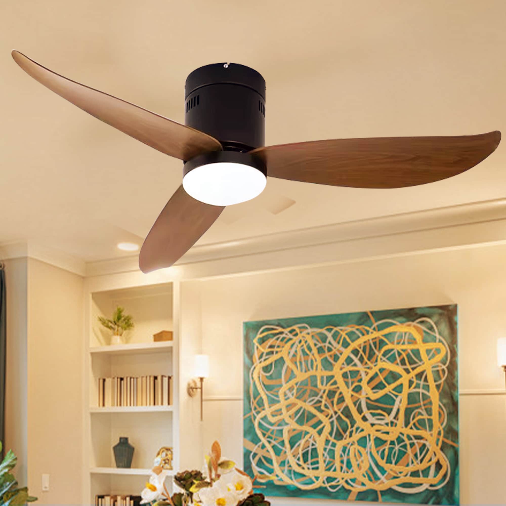 Sunrinx CF-12-DS 39-in Integrated LED Black-Brown with Brown Blades Propeller Ceiling Fan With Light - Remote Included ( 3 -Blade )