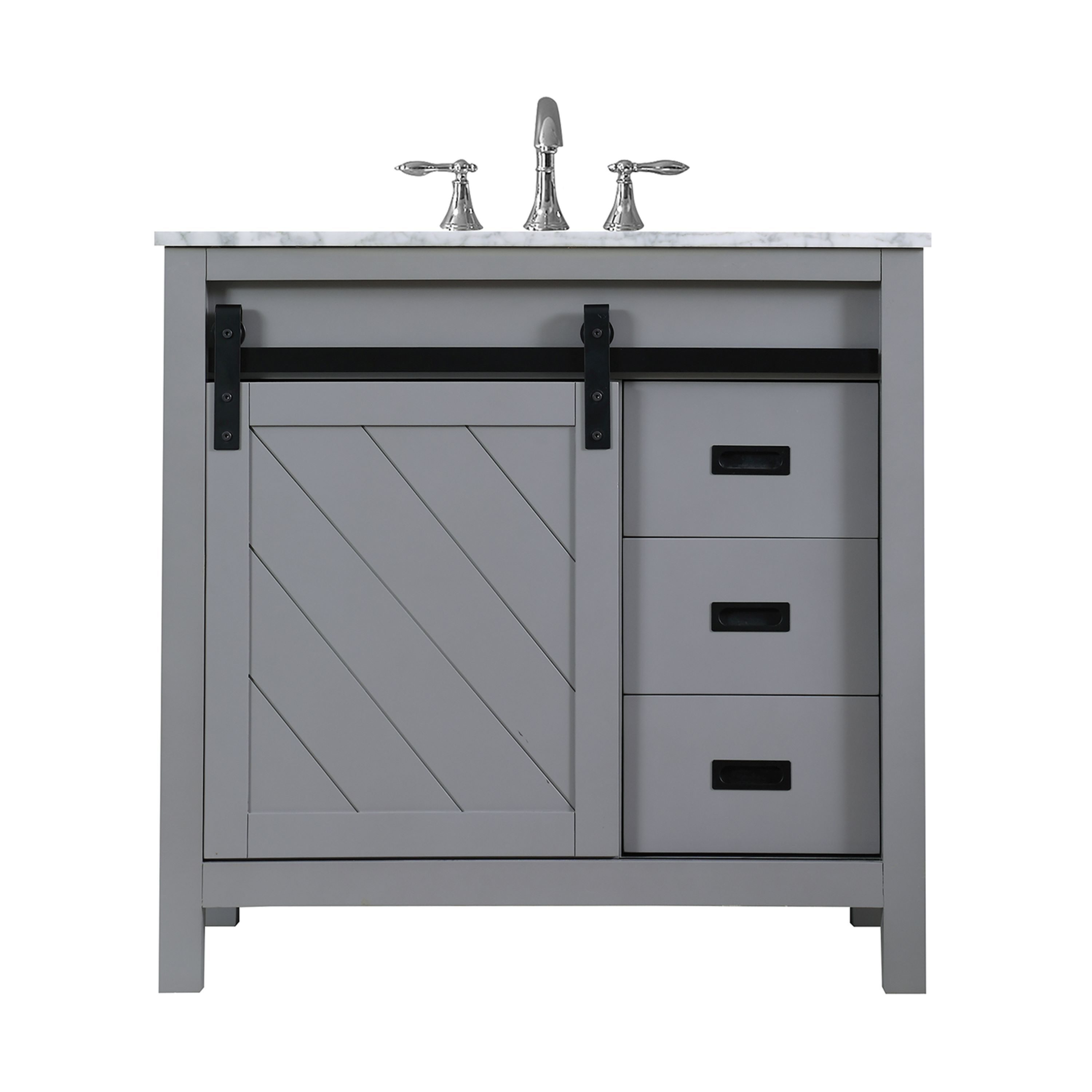 Altair 536036-GR-CA-NM Kinsley 36-in Gray Undermount Single sink Bathroom Vanity with Carrara White Marble Top