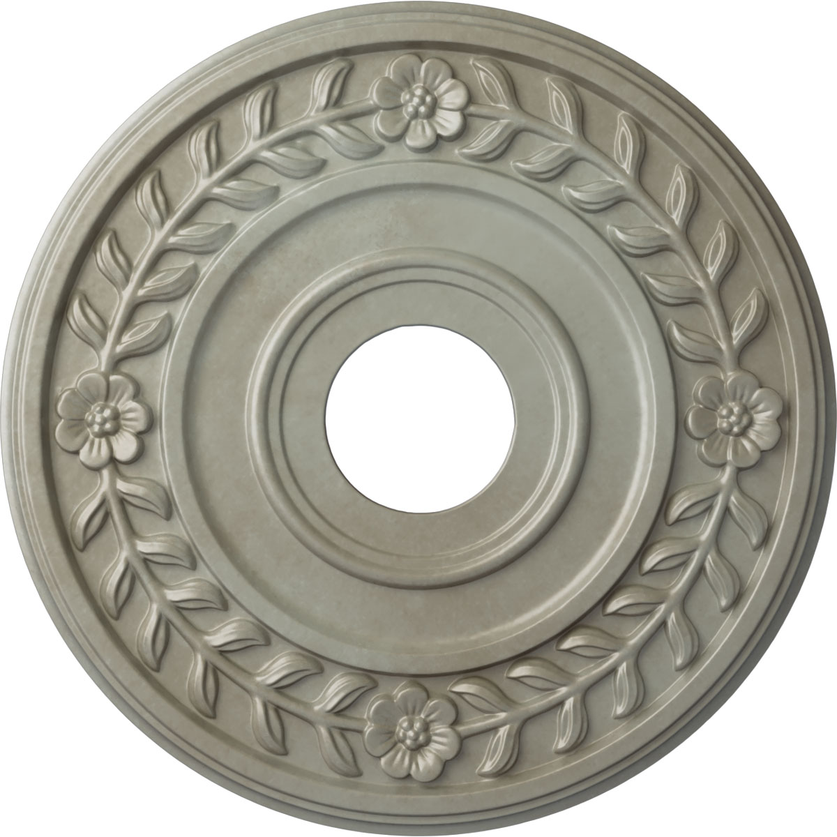 Ekena Millwork CM16WRFLS Wreath 16.25-in W x 16.25-in L Painted Flash Gold Polyurethane Whole Ceiling Medallion