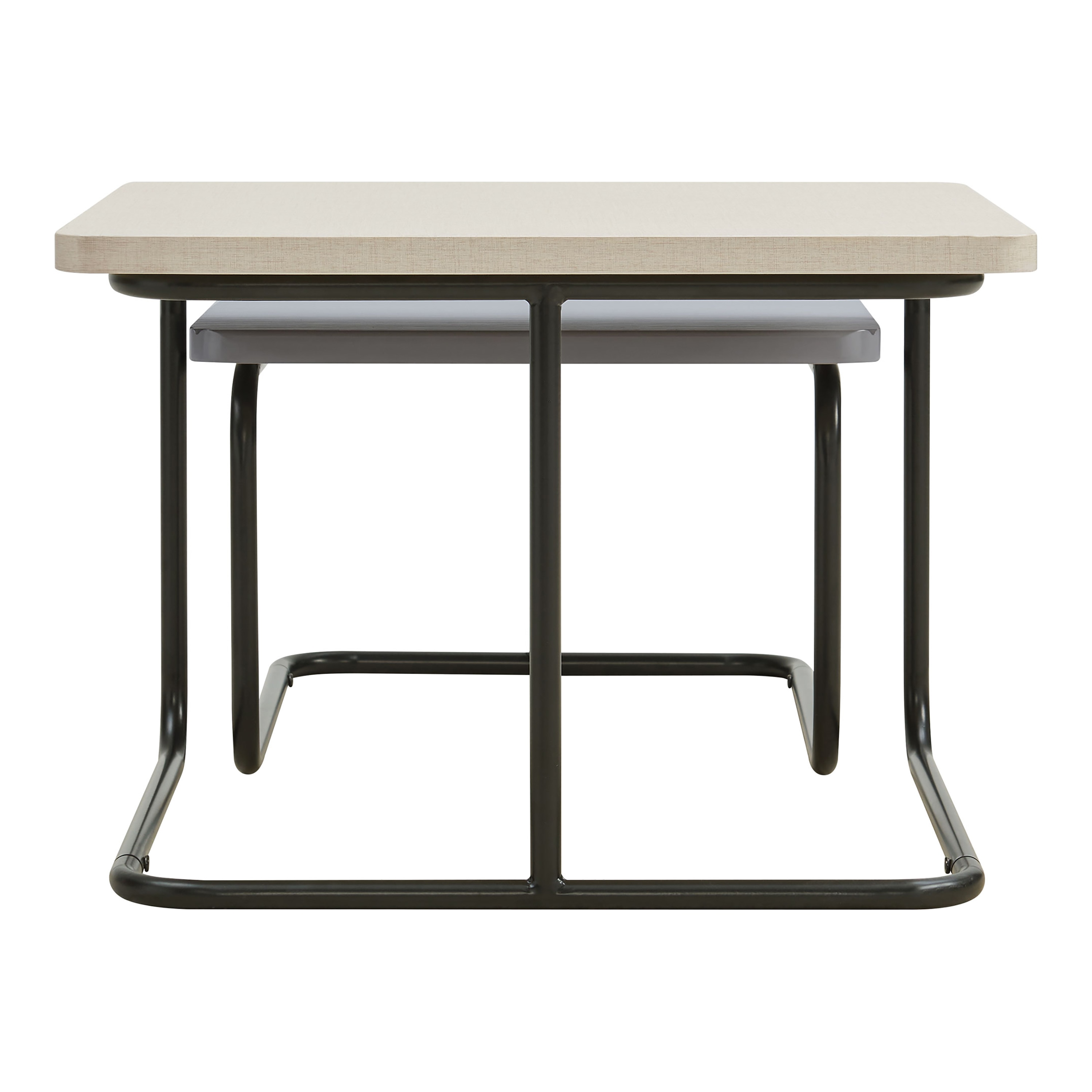 Modern Cream and Gray Textured 2-Piece Nesting Coffee Table Set