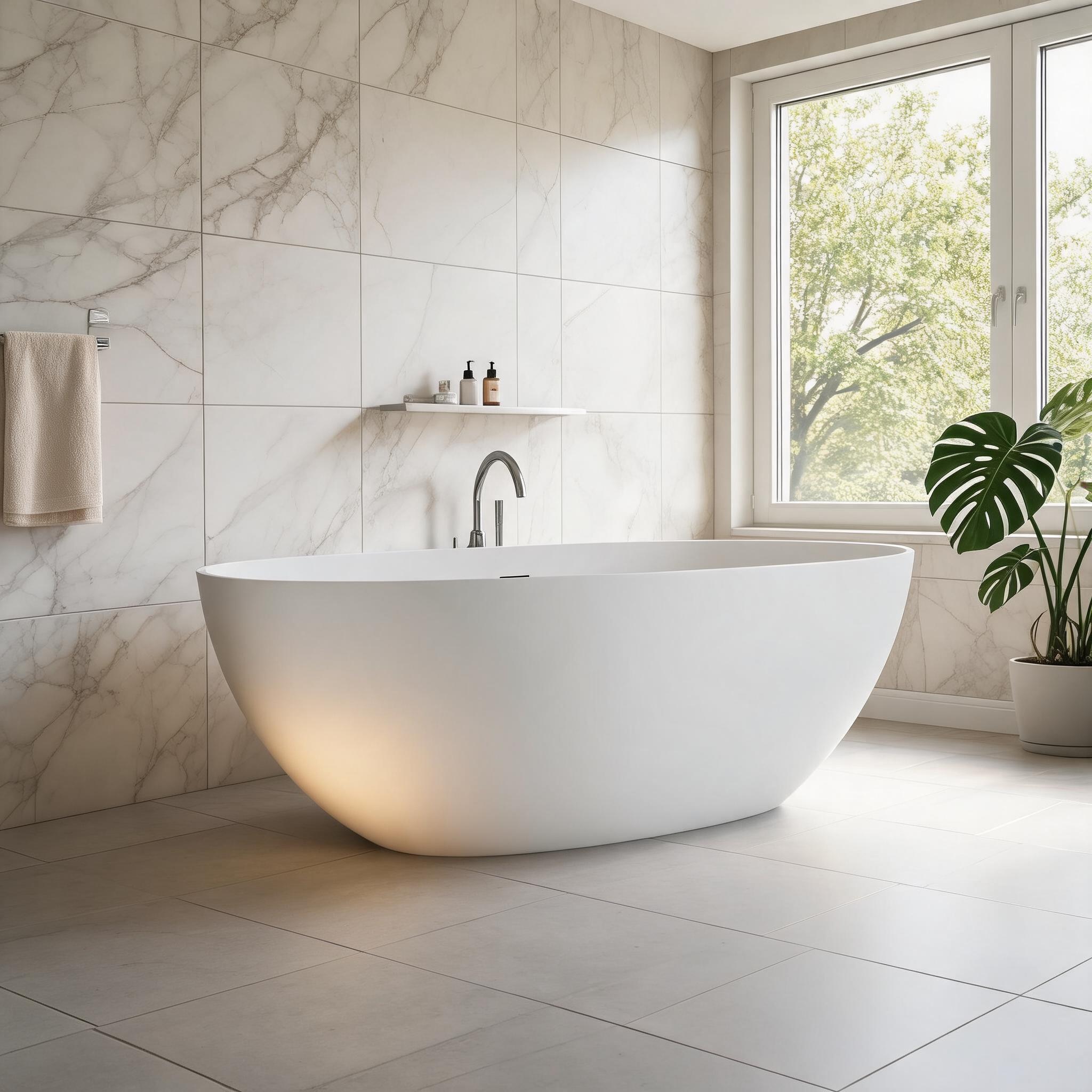Watnature 65 Inch Freestanding Soaking Bathtub Lutimesury Solid Surface Stone Resin Tub in Classic White for Bathroom #H3VDD97XRA2D