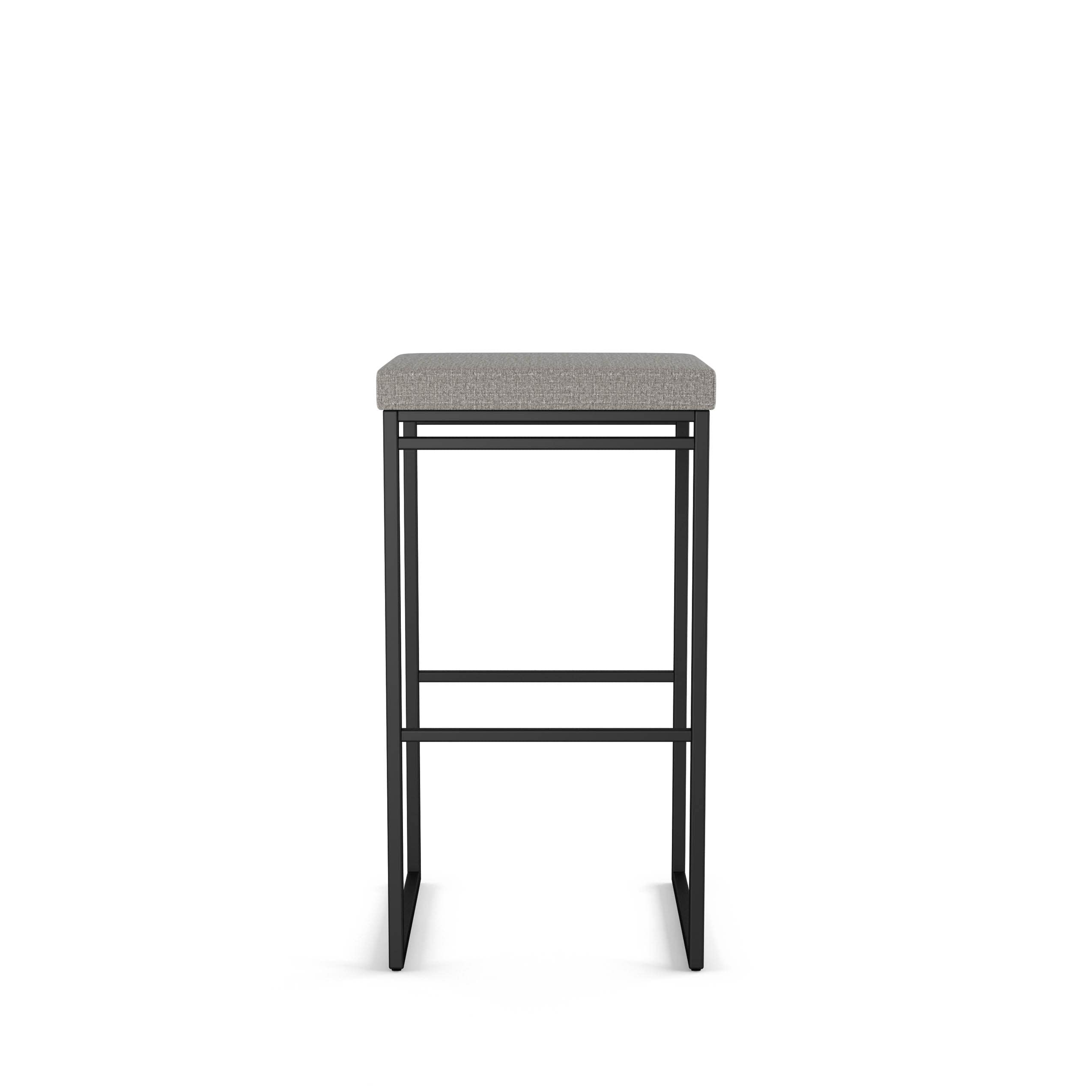 Silver Grey Polyester and Black Metal Backless Counter Stool