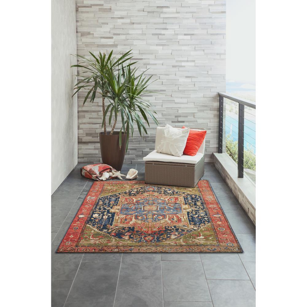 Liora Manne Red and Blue Synthetic Flat Woven Area Rug