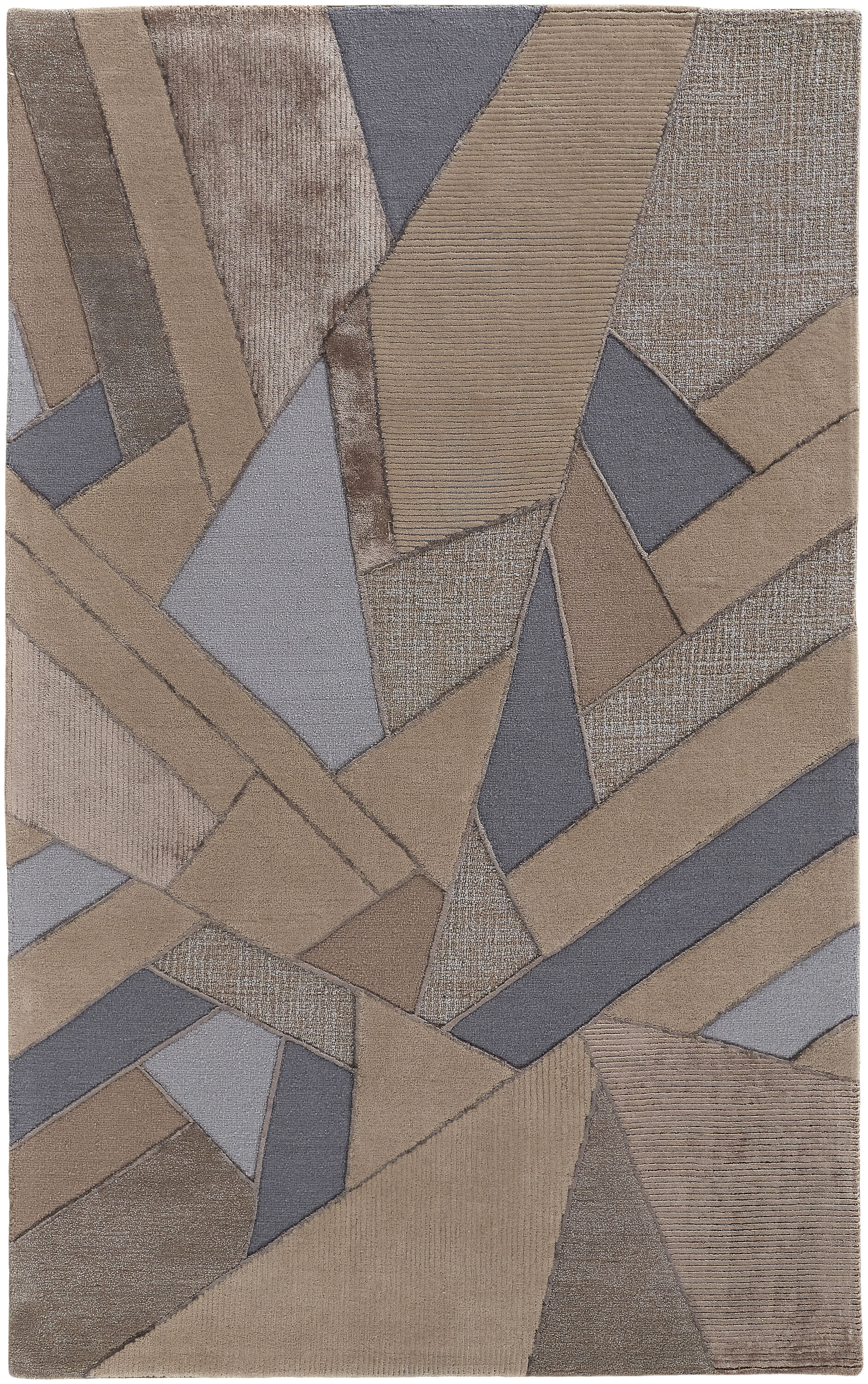 Room Envy NASR8851BGEBLUH00 10 x 14 (ft) Tufted Wool Tan/Brown/Blue Rectangular Indoor Geometric Area rug
