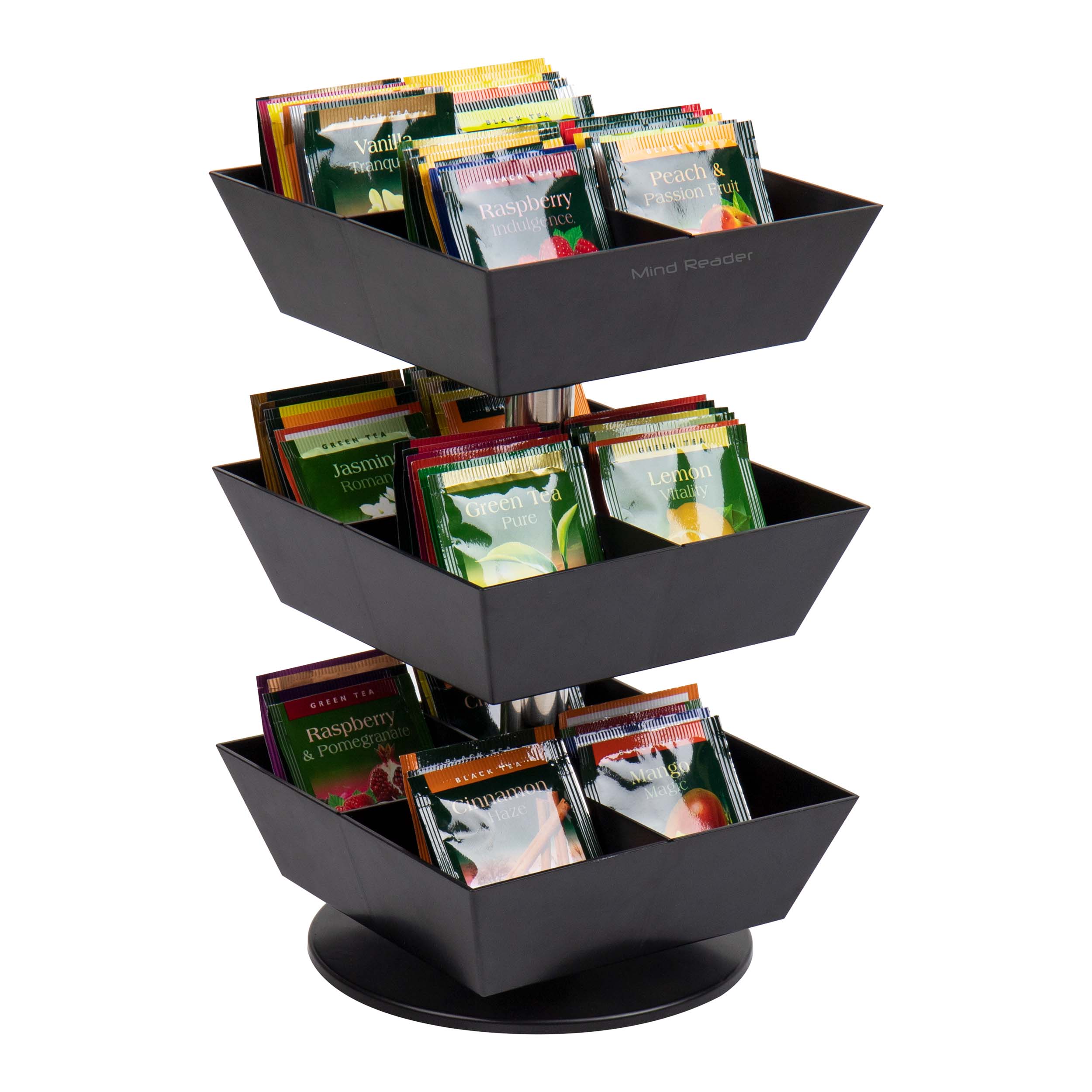 Choice Black 6-Section Countertop Cup, Lid, and Coffee Condiment Organizer